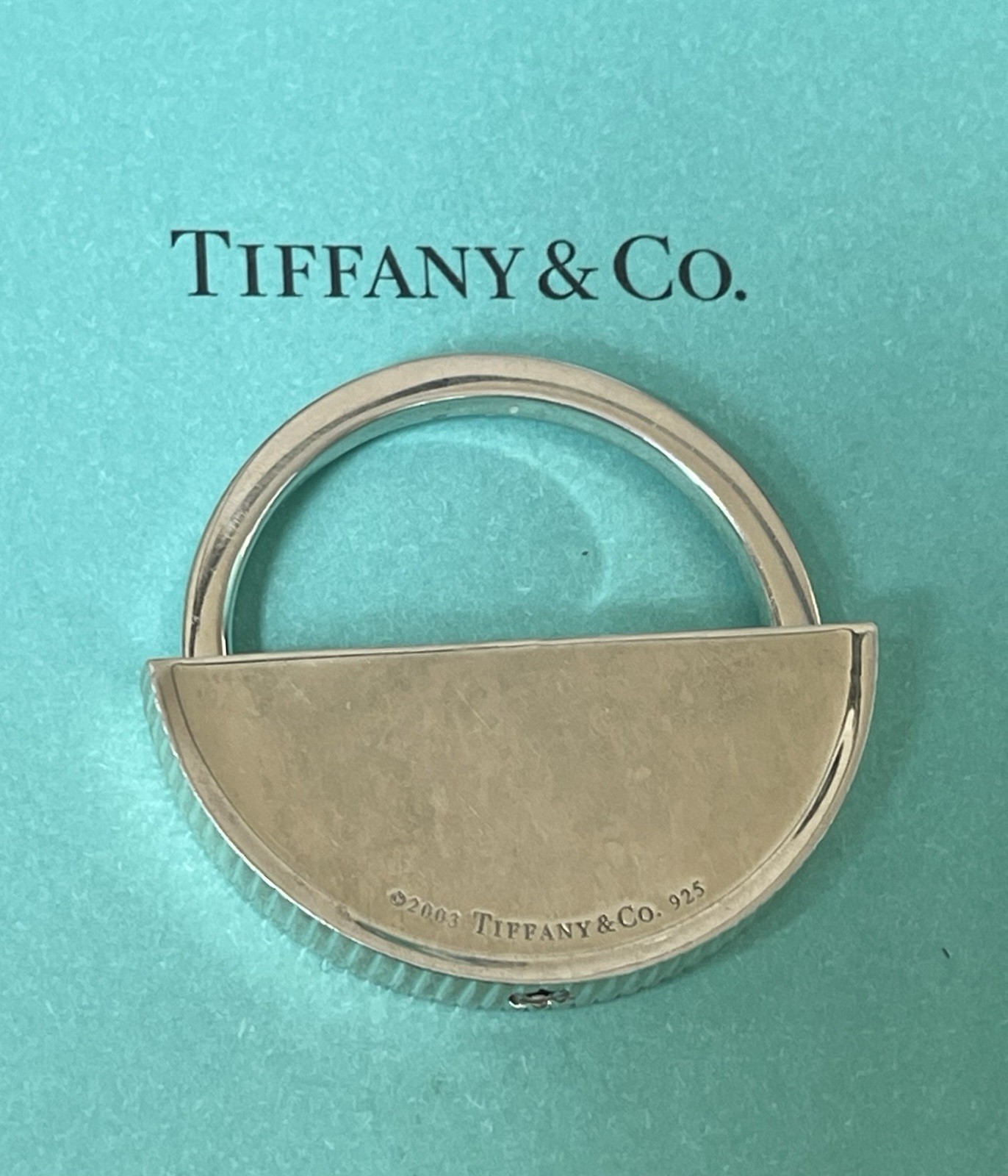 Tiffany & Co. Coin Edge 2003 Sterling Silver .925 Round KeyChain KeyRing