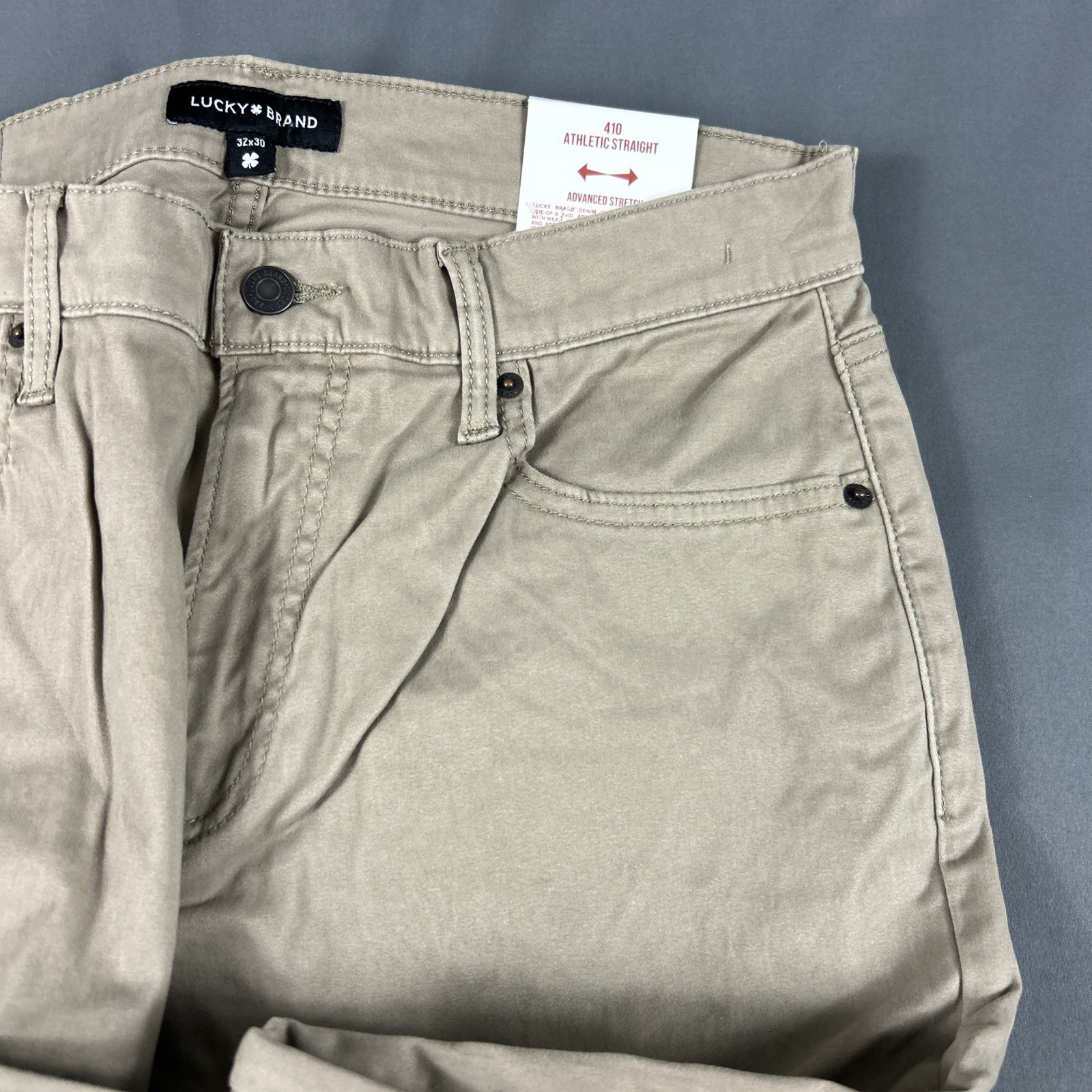 Lucky Brand Pants 410 Athletic Straight 32 x 30 Sandstone Khaki Cotton MSRP $99