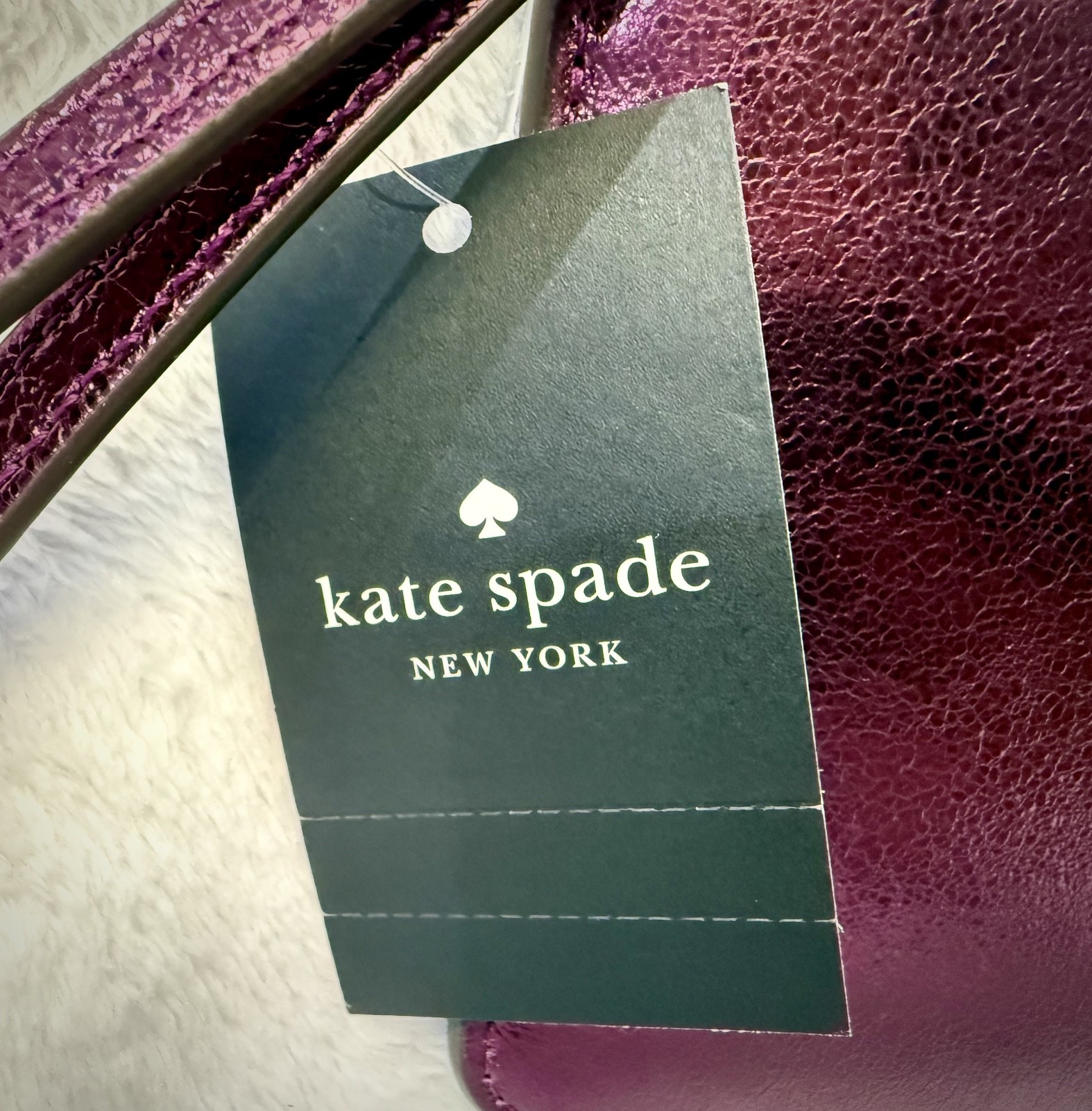 KATE SPADE NEW YORK DARK RASPBERRY METALLIC LEATHER M LUCY