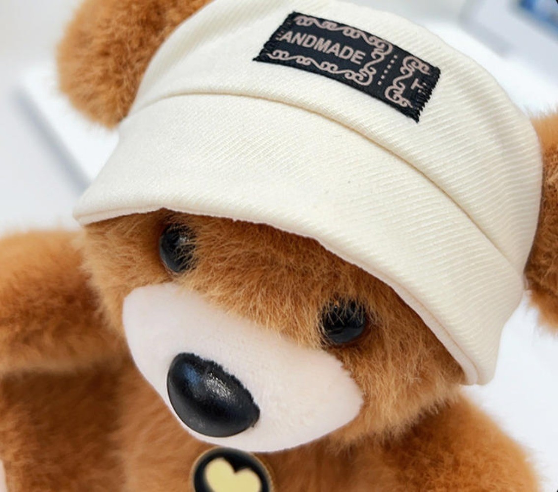 13cm Hat Bear Love Doll Plush Filled Toy Keychain Backpack Pendant Birthday Gift