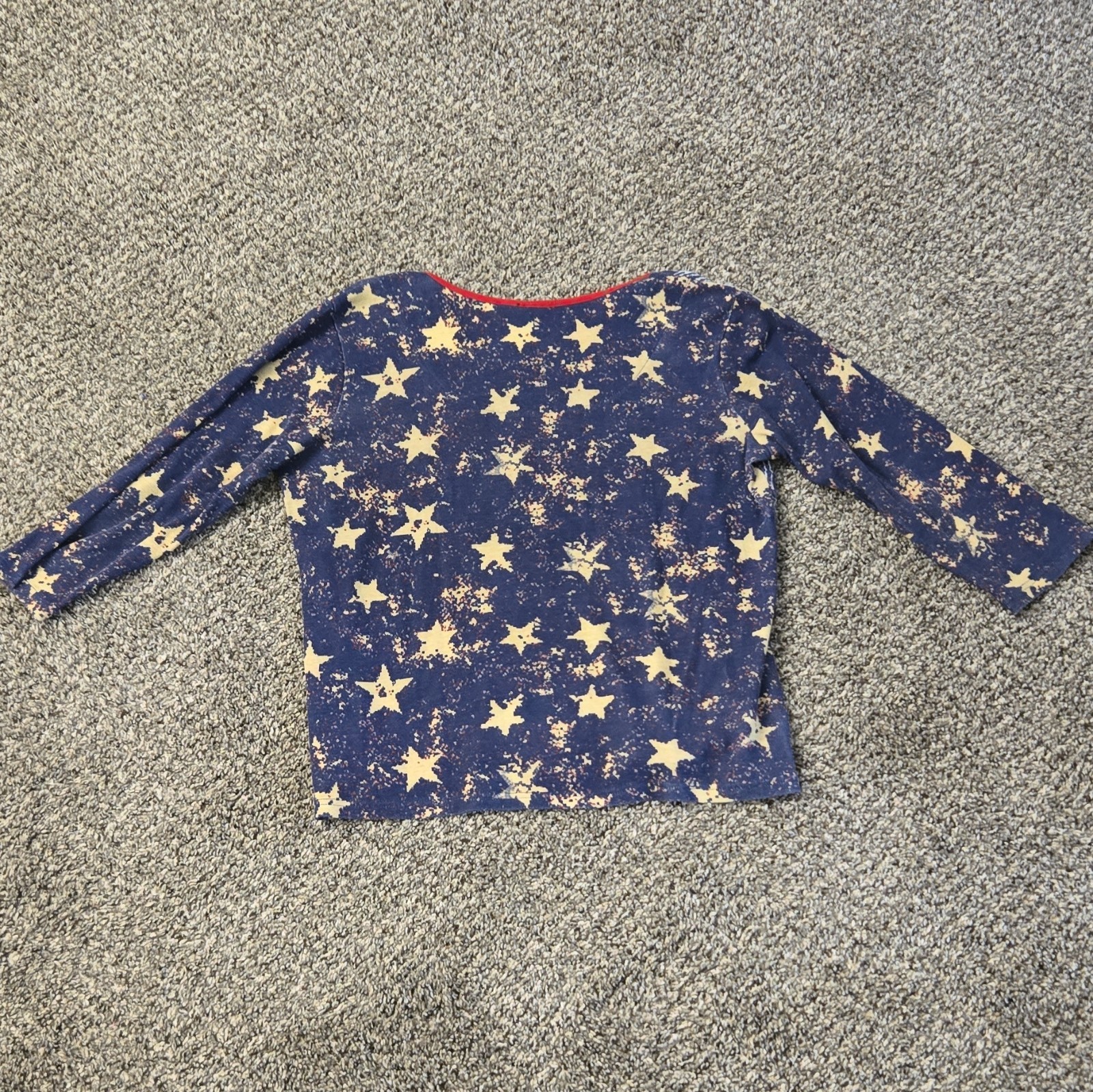 Jason Maxwell Knit Pullover Top Women’s L Blue Red 3/4 Raglan Stars USA