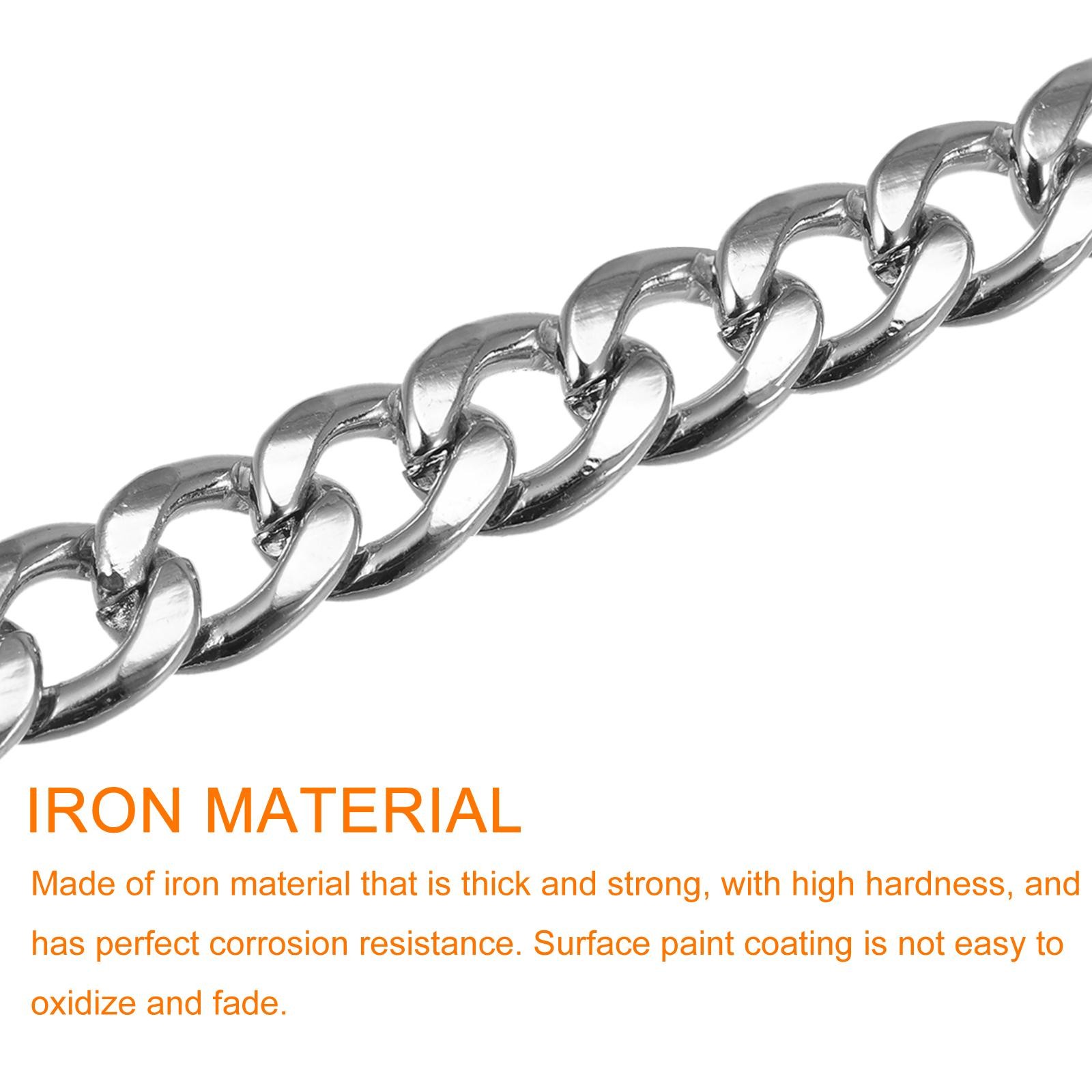 Iron Flat Chain Strap 16″ Handbag Chains Purse Straps DIY Replacement Silver