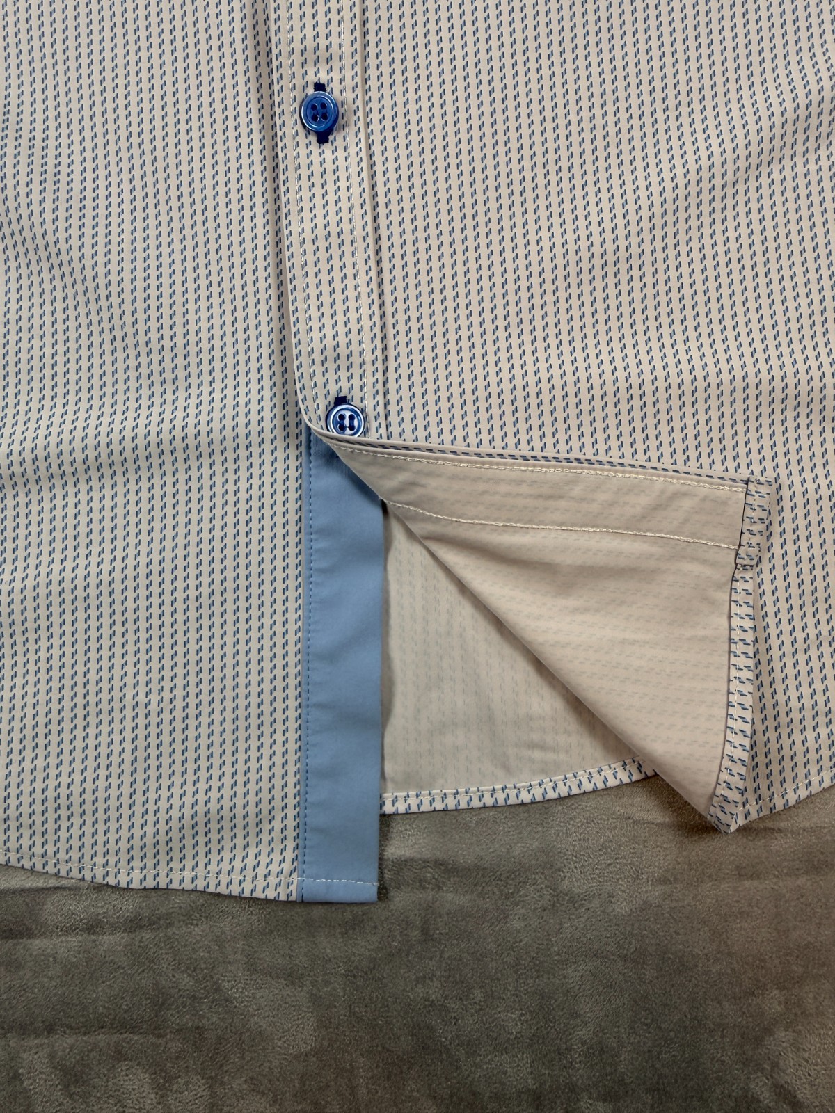 Murano Shirt Men’s L Blue Check Slim Fit Perf Stretch Long Sleeve GOAT monogram