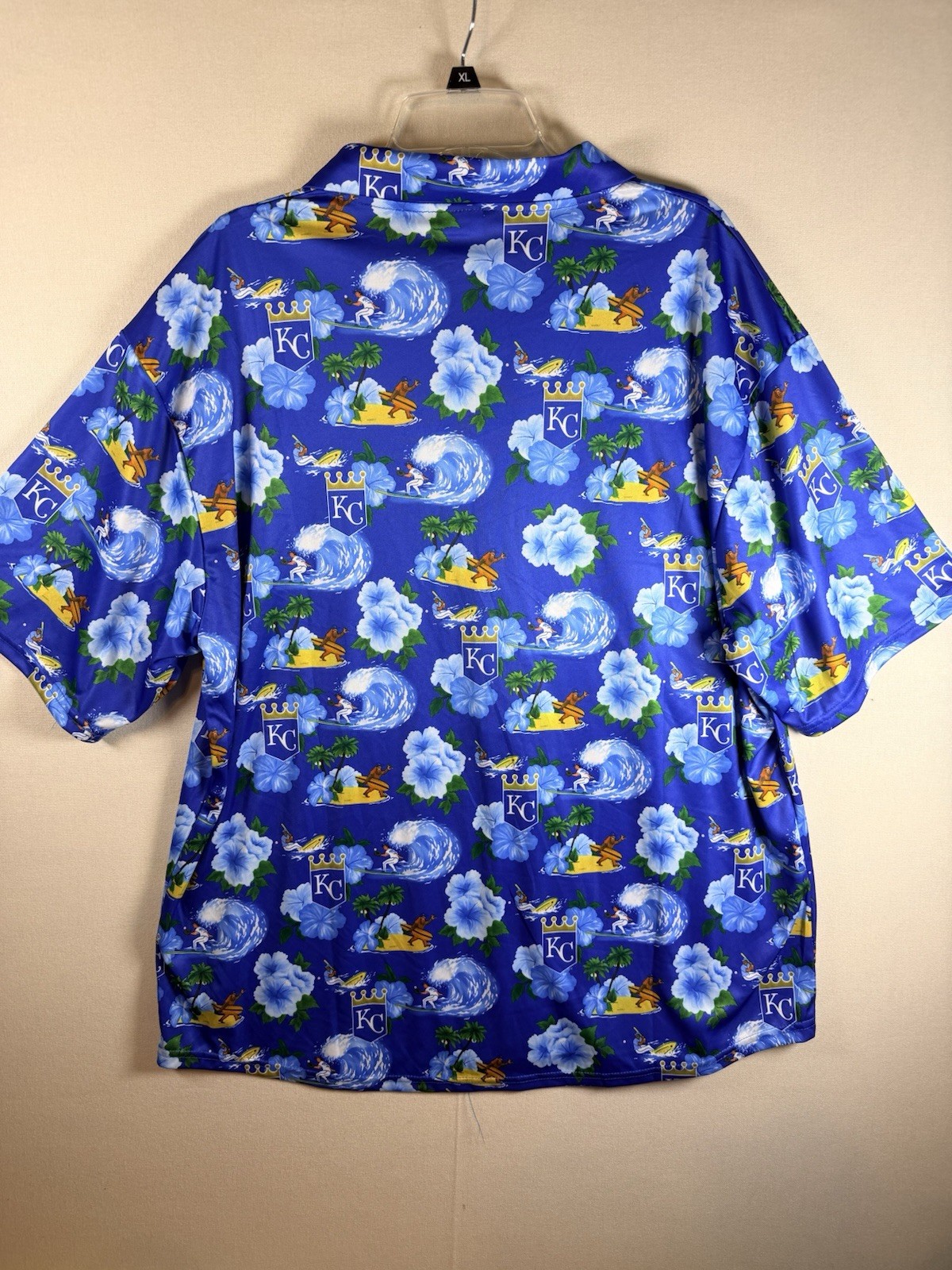 Kansas City Royals Hawaiian Button Up Shirt XL Blue Surf Aloha Polyester MLB