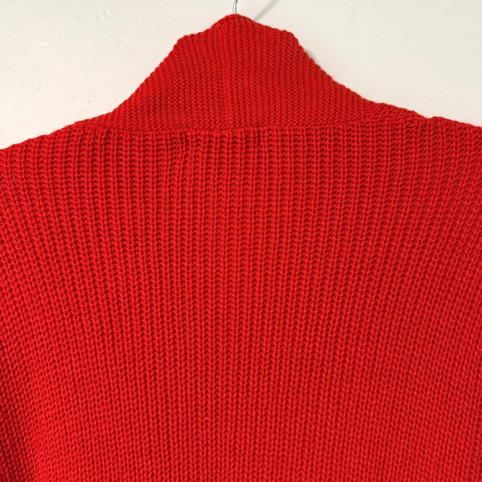 Blakeley Red Crochet Granny Square Sleeve Open Front Cardigan Sweater OS Womens