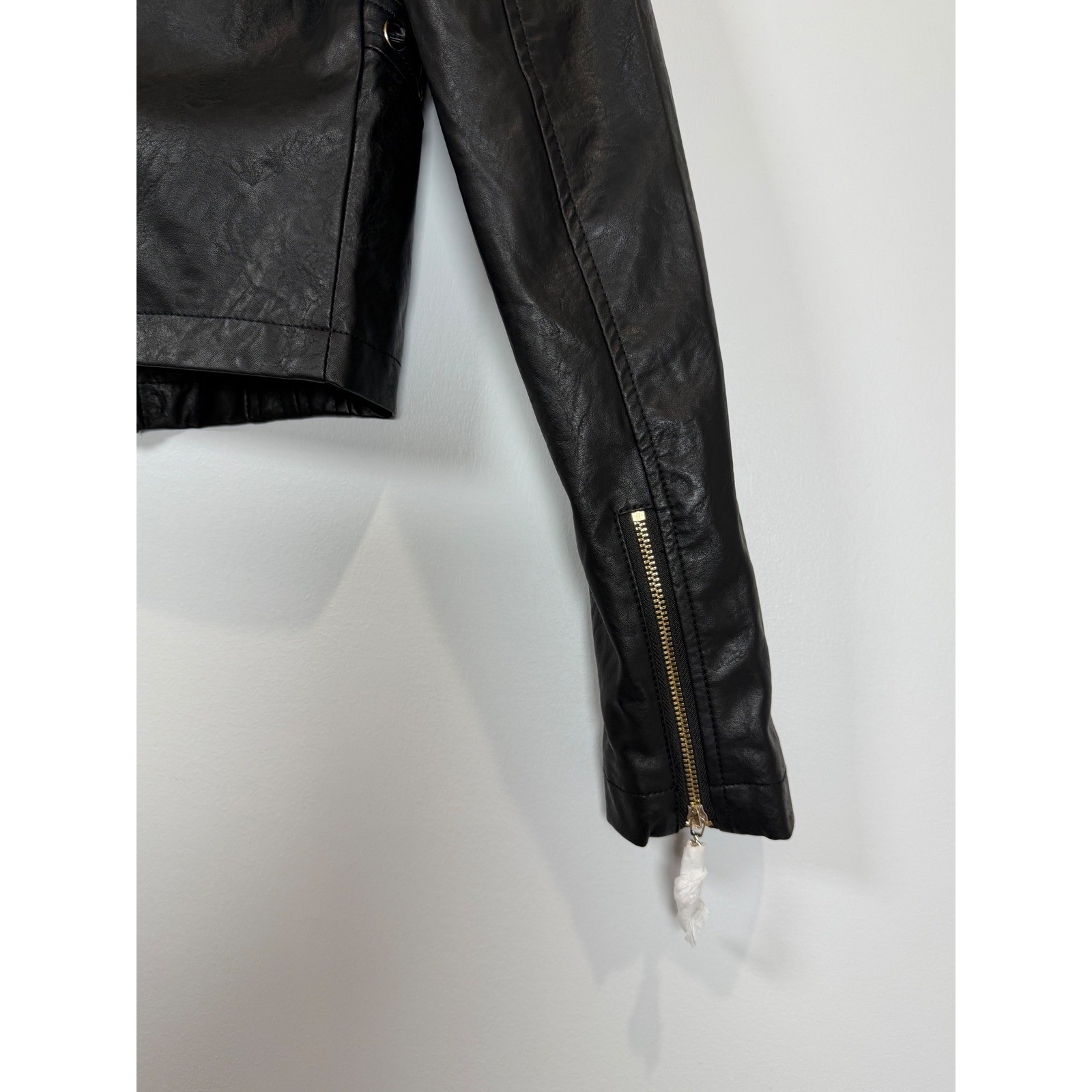 GUESS Ciena STC Moto PU Jacket Jet Black Lace Up Faux Leather R5RL61WGKP0 Size S