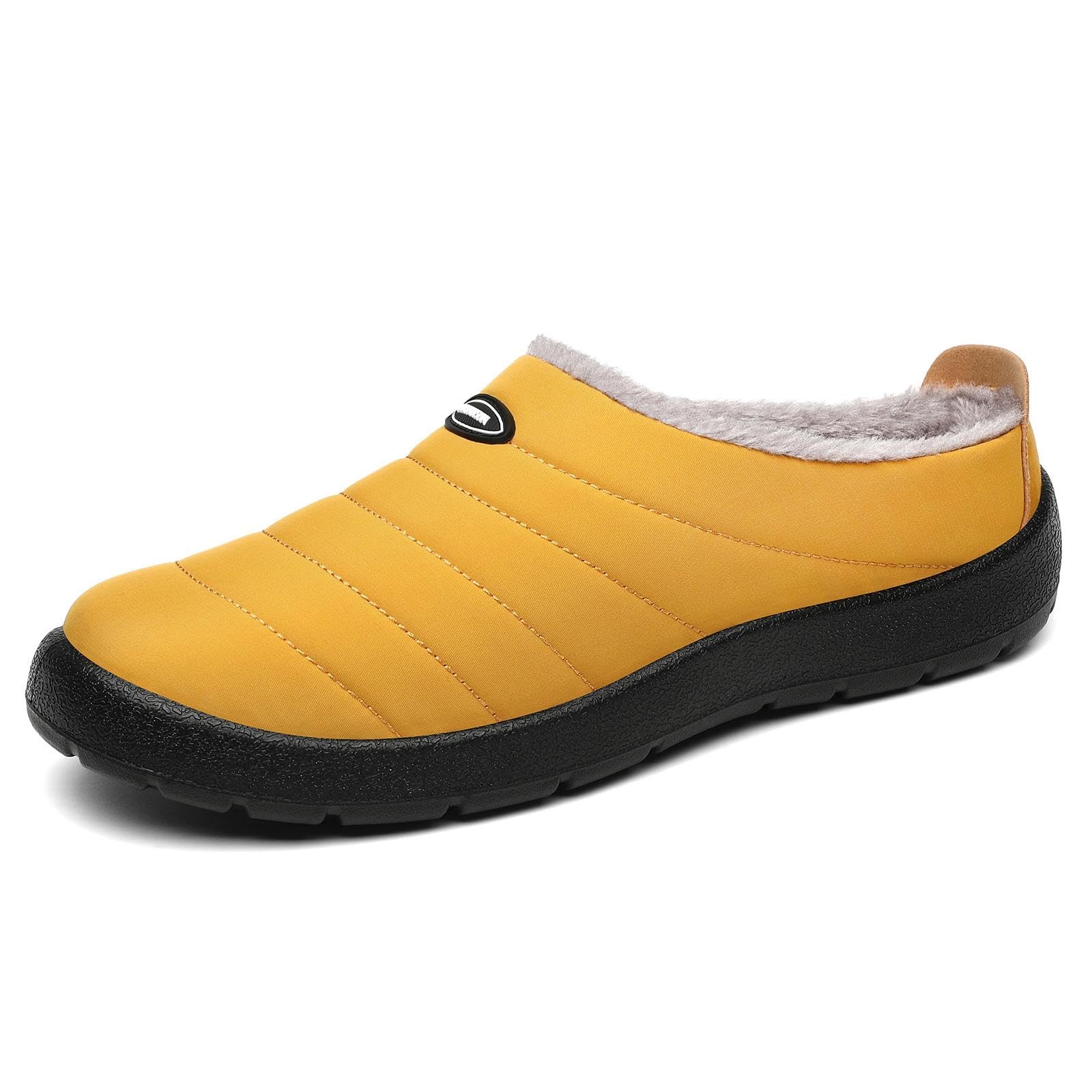 Mishansha Mens Womens House Slippers Warm Fur Lined 7 Women/5 Men, Yellow