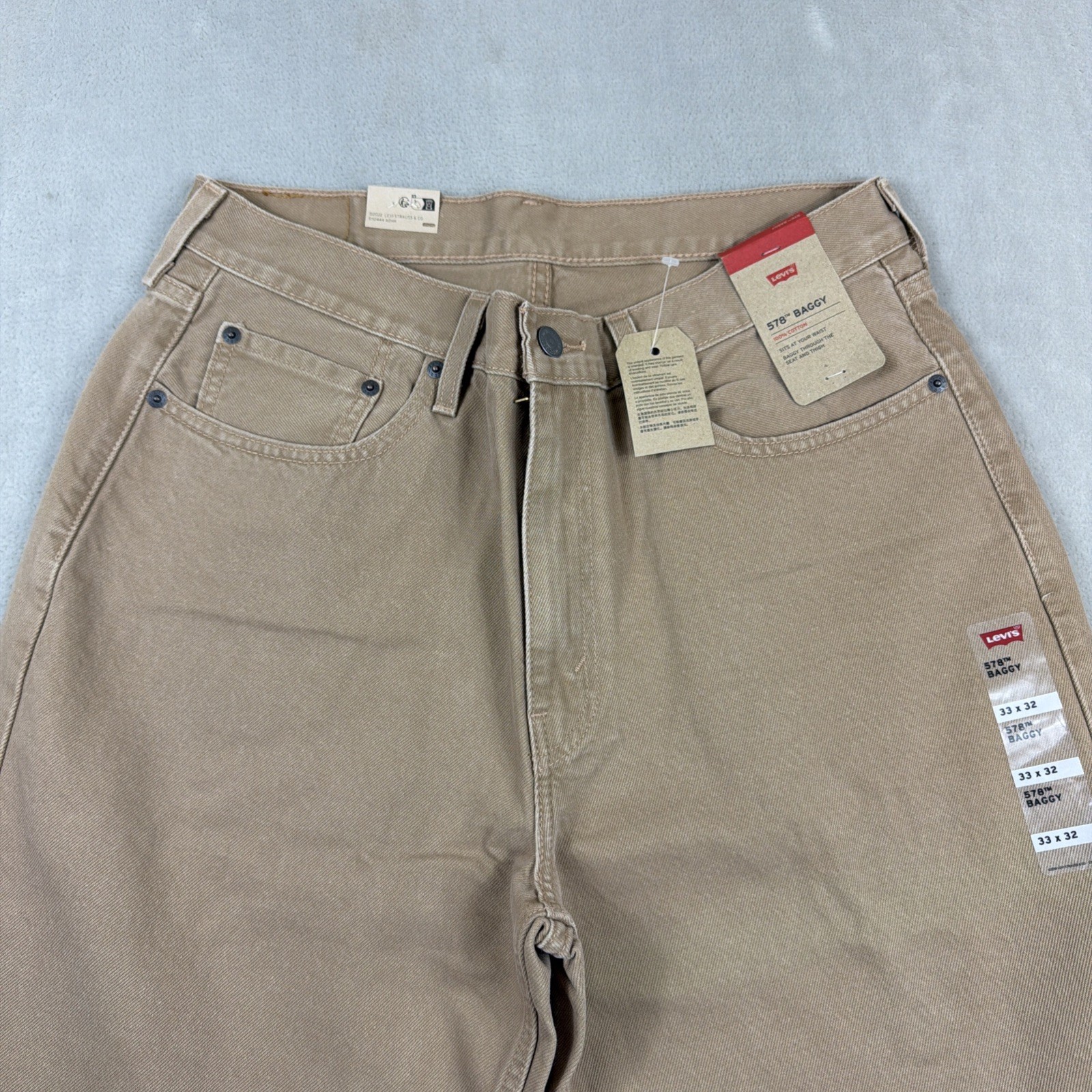 Levi’s 578 Baggy Denim Jeans Men’s Size 33×32 Tan/Khaki Cotton