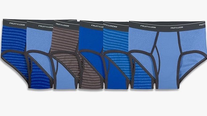Fruit of the Loom Men’s Fashion Pattern Briefs Underwear ( 6 Pack Gray Stripes)