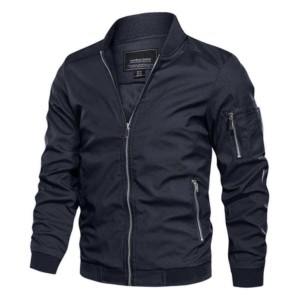 Men’s Bomber Jackets Windbreaker Winter Spring Lightweight Baseball Casual Coats