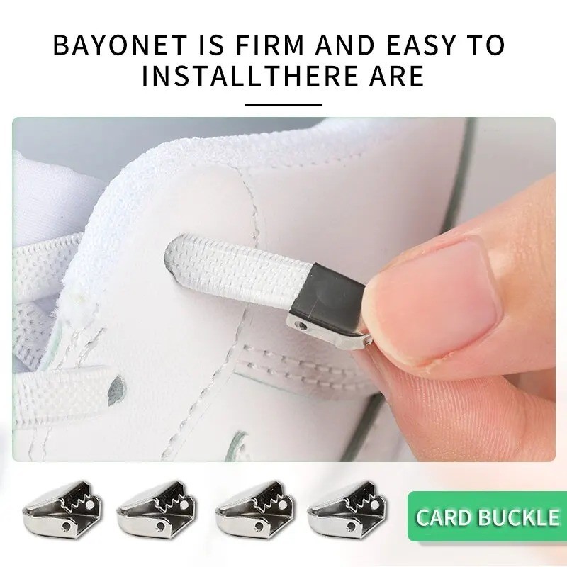 2Pcs Elastic No Tie Shoe Laces Quick Lock Sneakers Shoelaces Kids Adults 2Pc Set