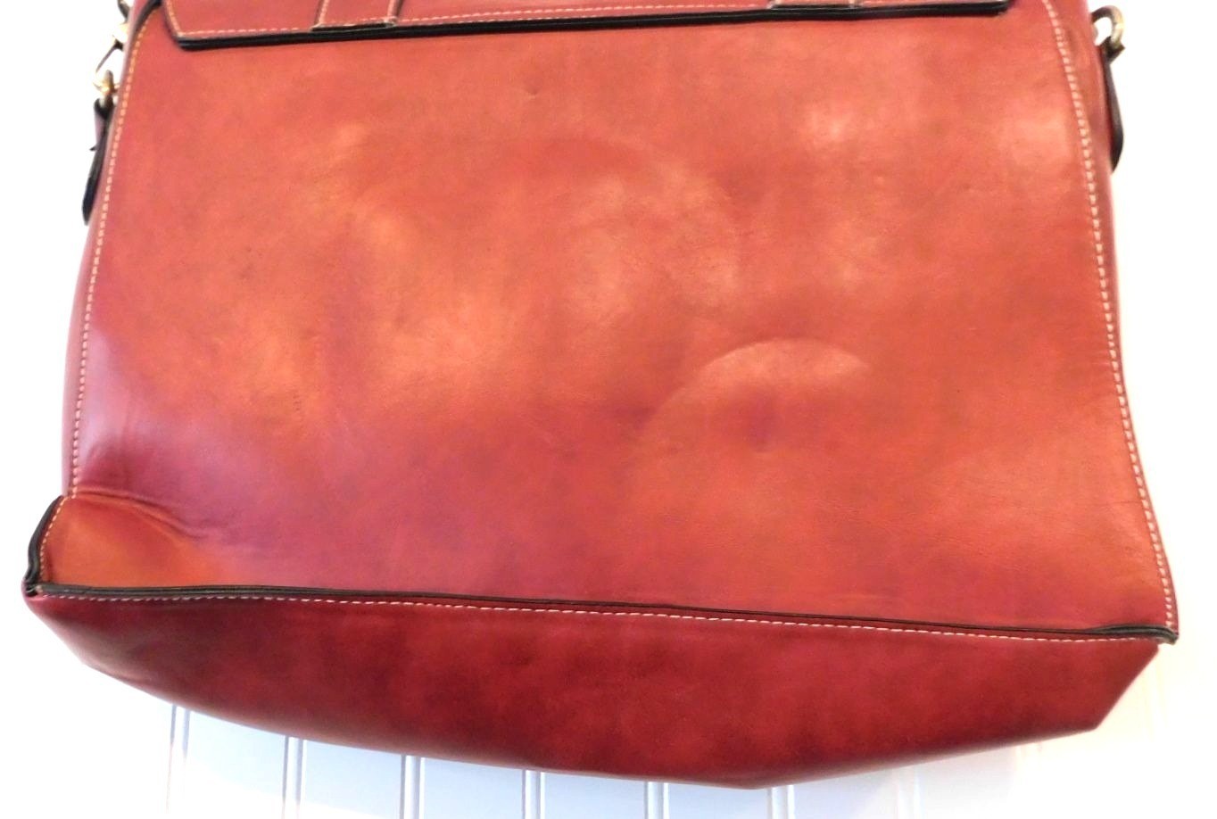 EcoSusi Professor Laptop Bag Satchel Briefcase Red Vegan Leather Crossbody