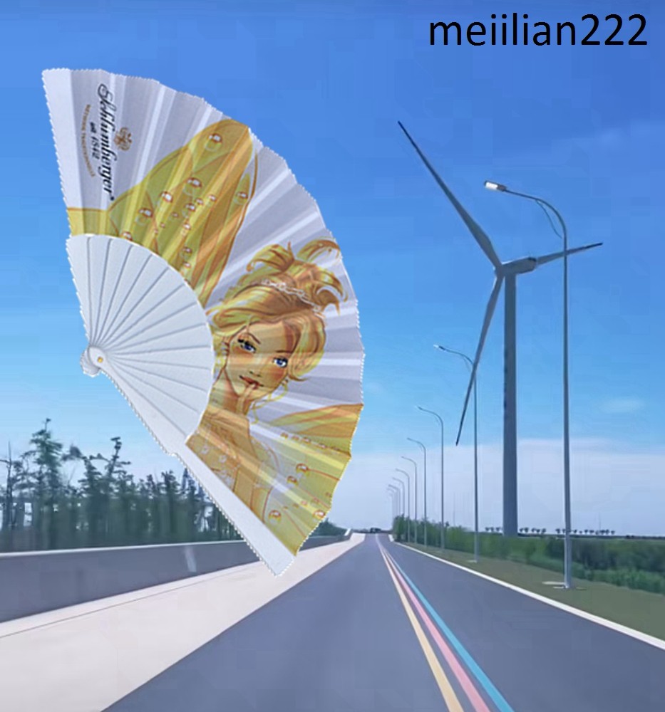 One exquisite painting fabric plastic portable folding hand fan