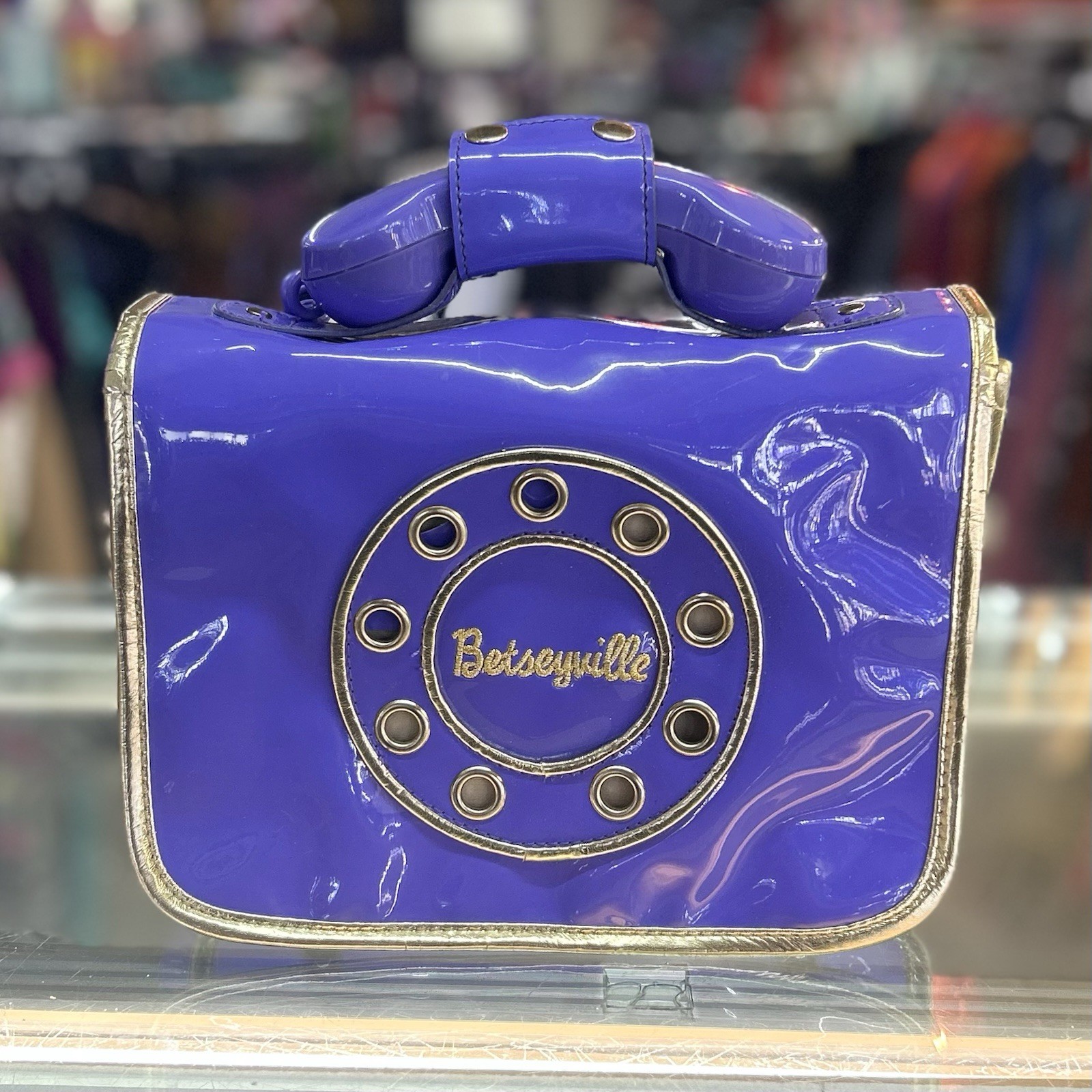 Betsey Johnson Purse Call Me Telephone Bag Handbag Purple / Periwinkle