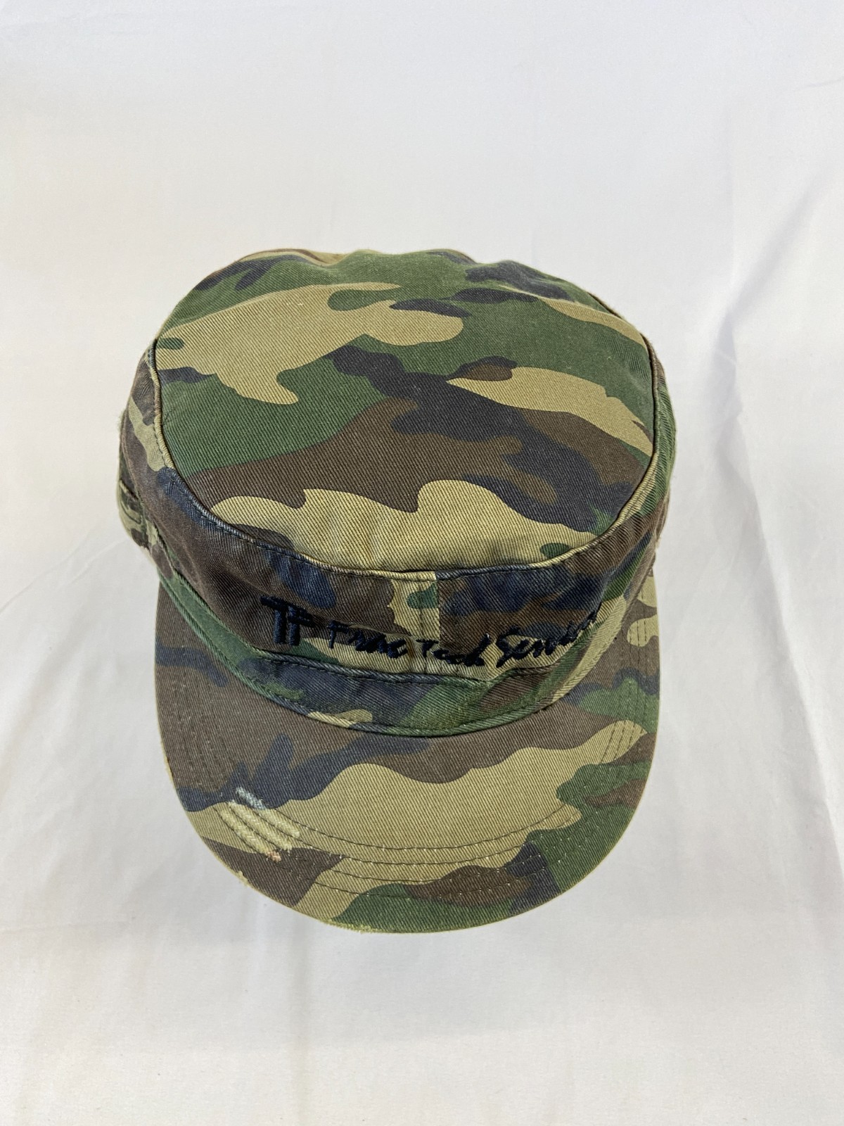 Frac Tech Services Cadet Cap Strapback Hat Camo Distressed Casual Work Wear OSFA
