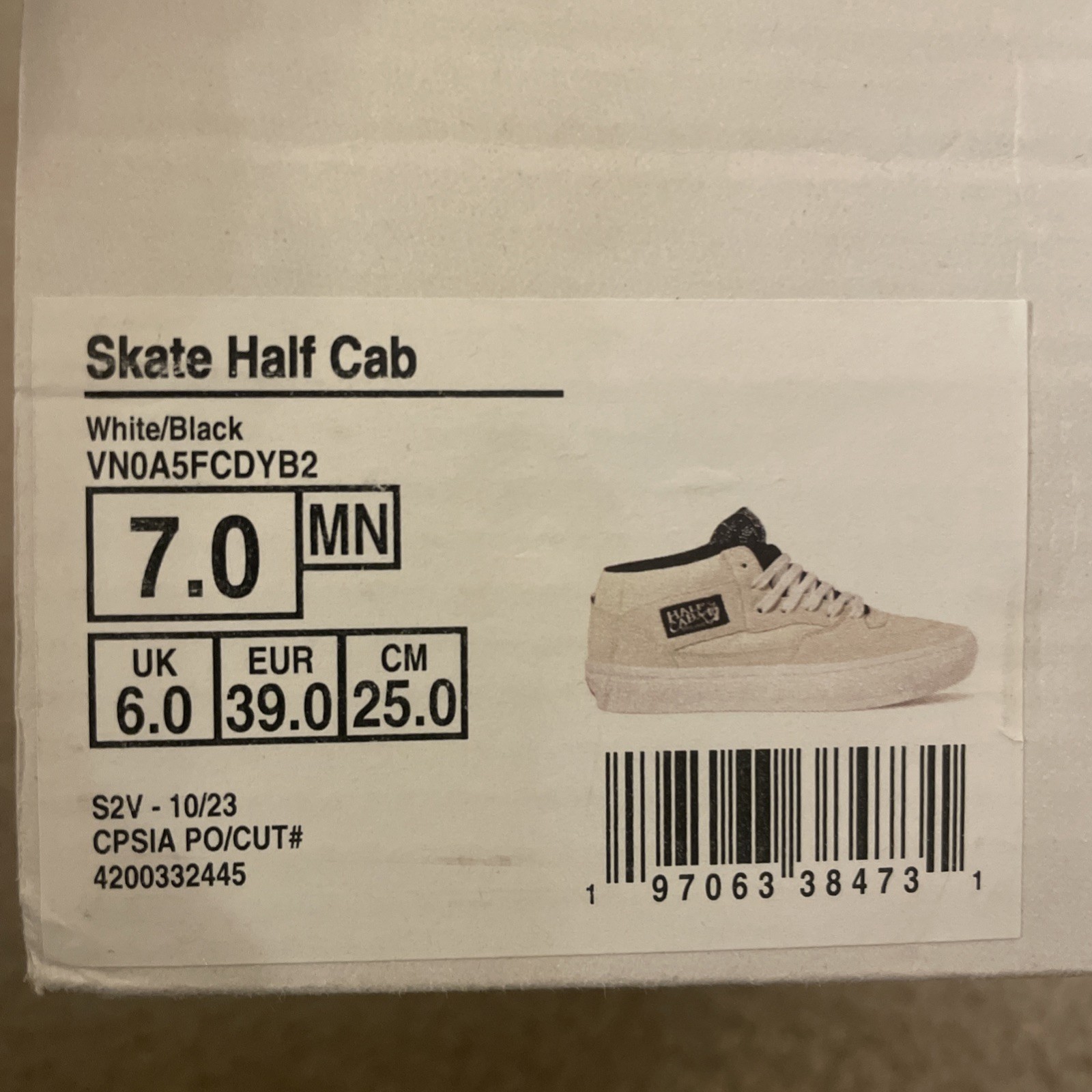 Vans – Skate Half Cab White / Black Skate Shoes US Mens Size 7