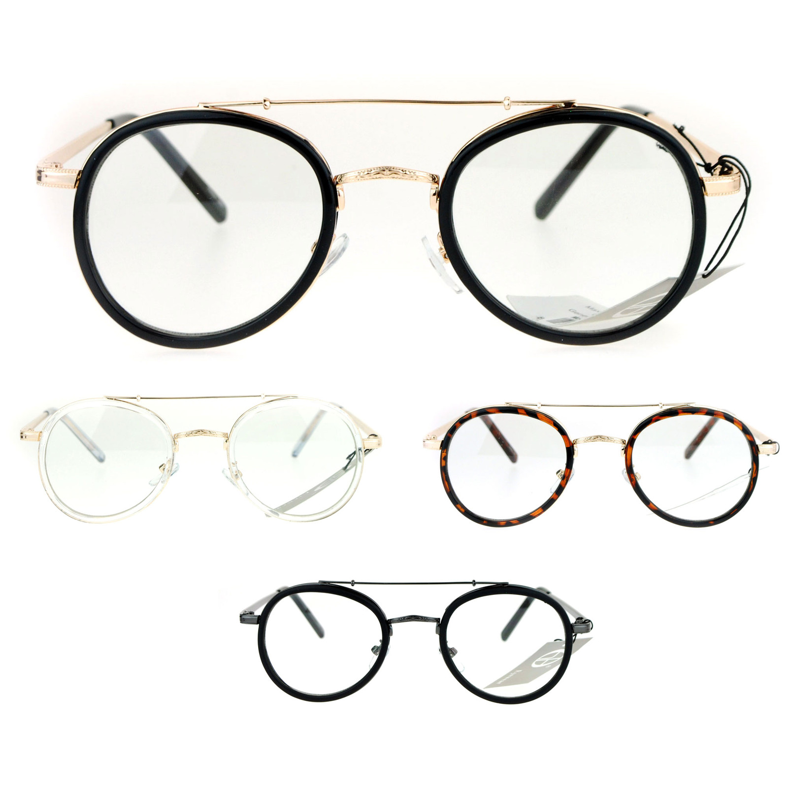 SA106 Vintage Victorian Round Double Frame Mens Clear Lens Eye Glasses