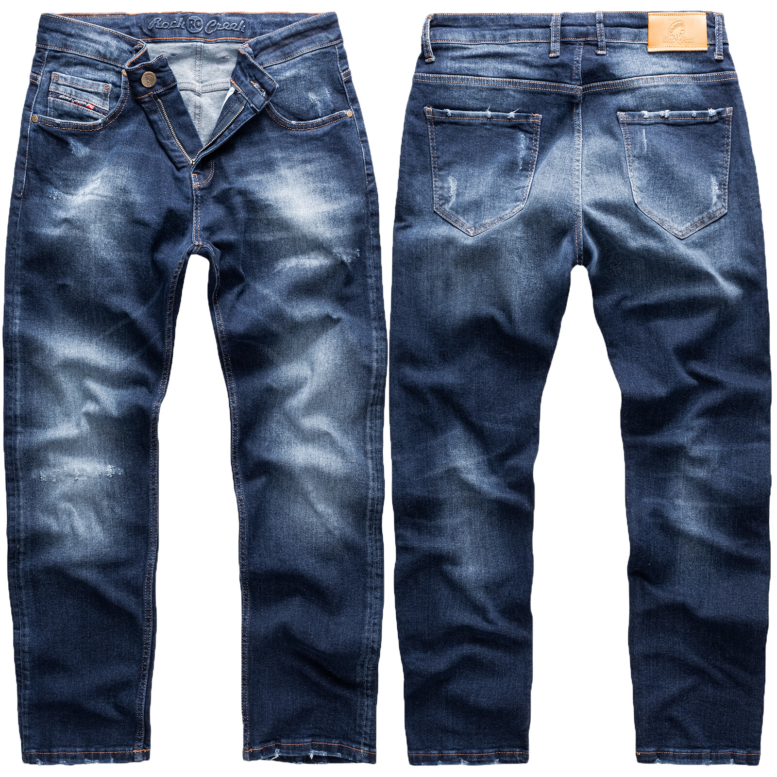 Rock Creek Mens Jeans Trousers Regular Fit Dark Blue Mens Jeans RC-3103 W29-W42