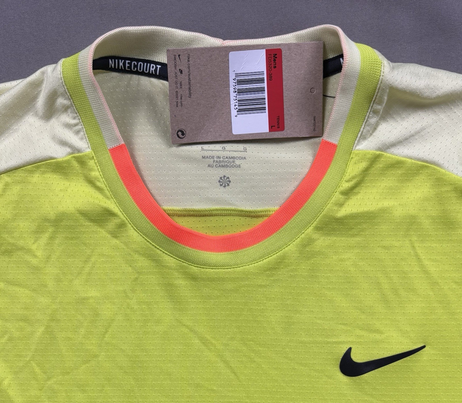 NWT Nike Court Advantage Dri-FIT Tennis Shirt FD5320-389 Lime Men’s Size L