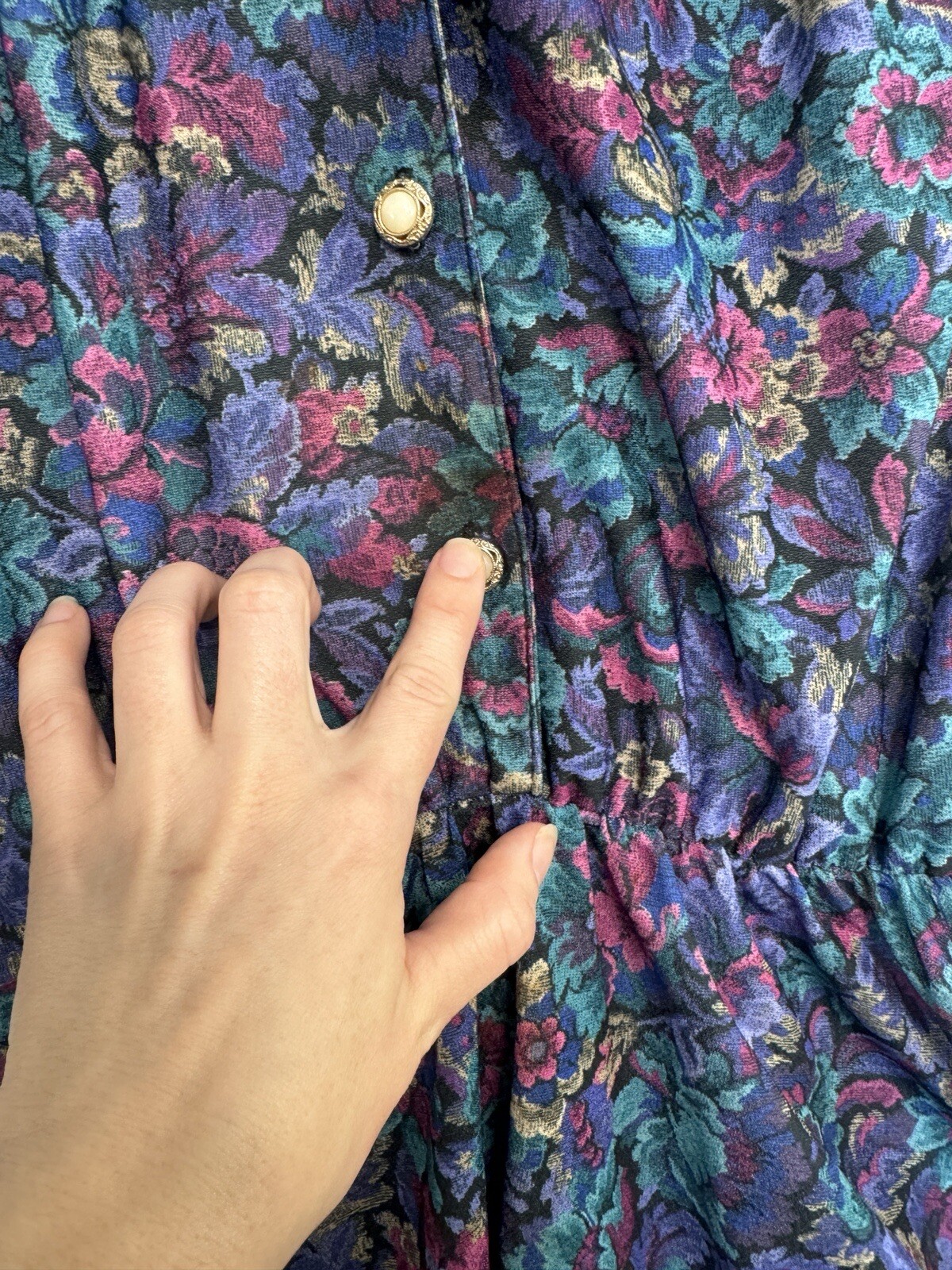 VTG 80s California Looks Floral Jacquard Belted Midi Dress Sz 10 Made USA Purple