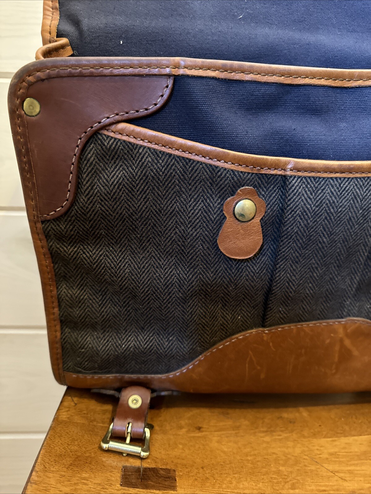 Heimies Made Leather And Tweed Messenger Bag EUC