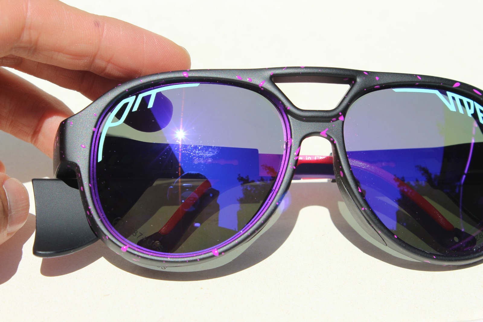 PIT VIPER The Ignition Exciters POLARIZED Sunglasses Flames/Purple SCRATCHED