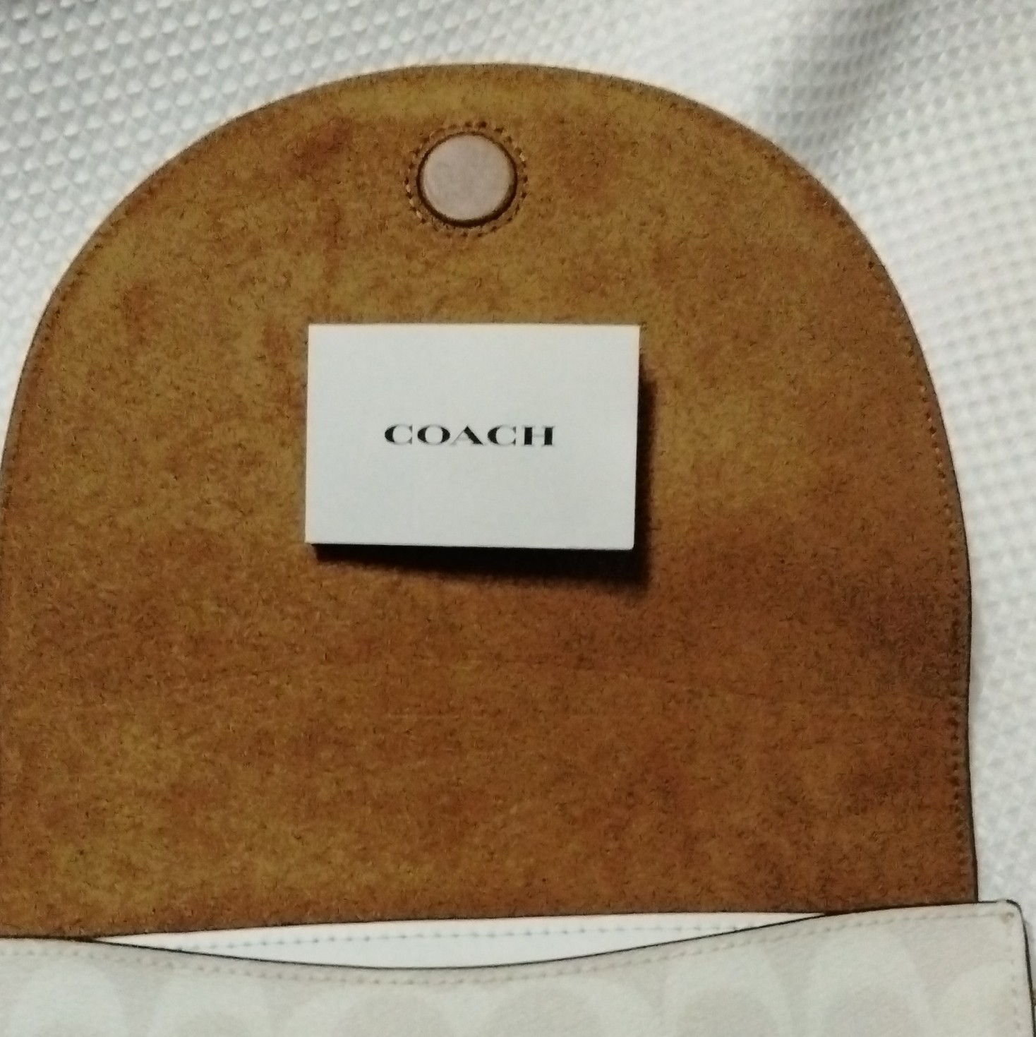 Coach White Monogram Semi-Circle Small Crossbody, Zip/Snap, Adj Strap Gold