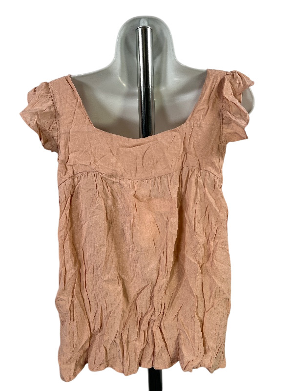 Pleione Women’s Blush Pink Sleeveless Pleated Blouse – S