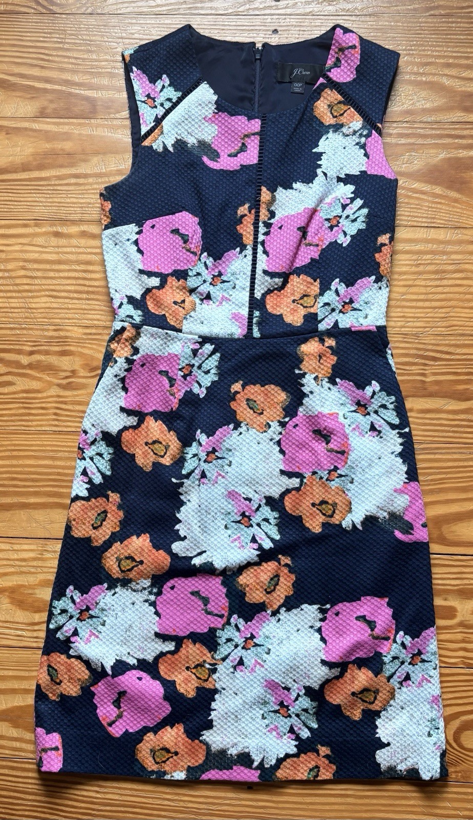 Women’s J.Crew Portfolio Petunia Floral Sleeveless Sheath Dress size 00P Petite