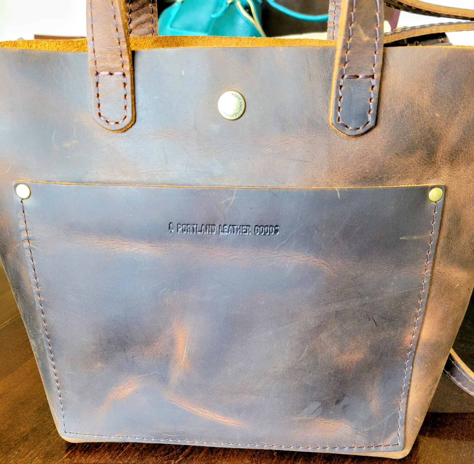 NWOT Portland Leather Goods Mini Crossbody Tote Smooth CANYON