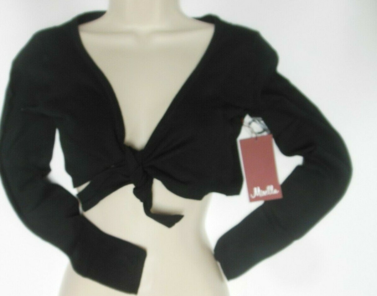 MIRELLA Black Long Sleeve Tie Top Sweater Ladies Sizes M1104 S/M M/L SOFT