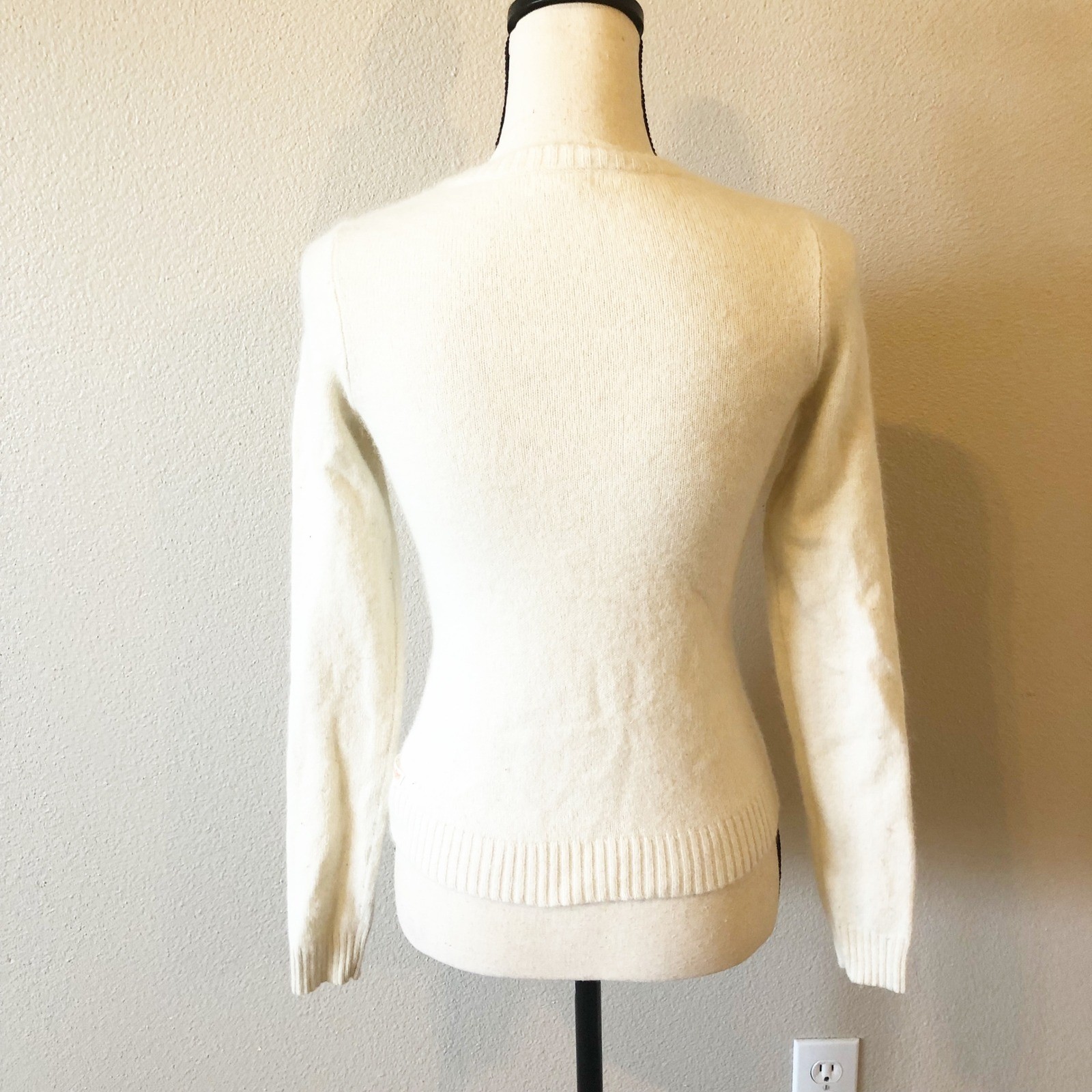 American Eagle Sweater Womens Small Vintage Y2K Cream Angora Wool Cashmere