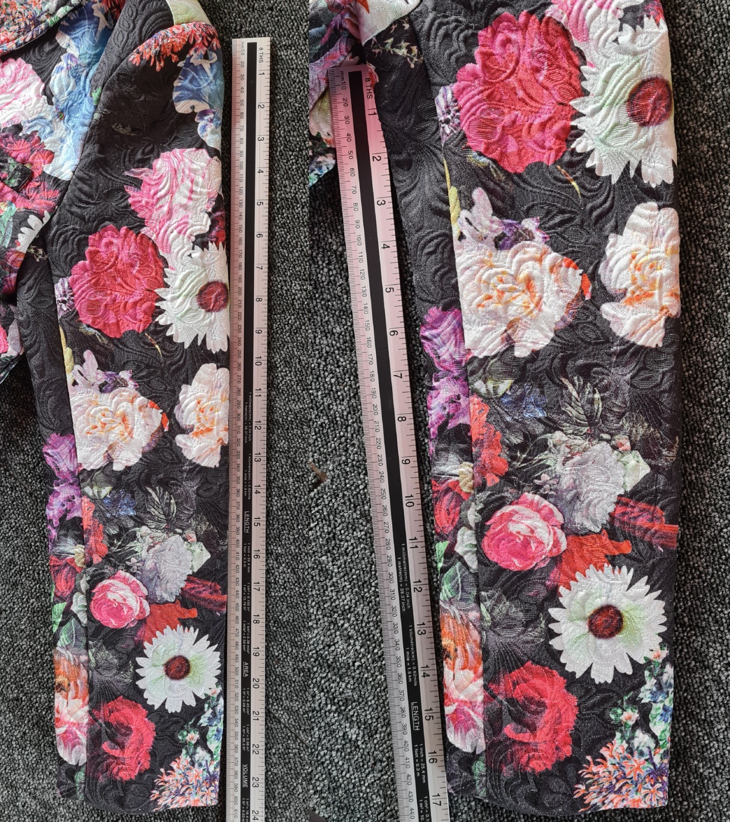 Jolie Moi Floral Jacket UK 14 Double Breasted Textured Blazer Jacket