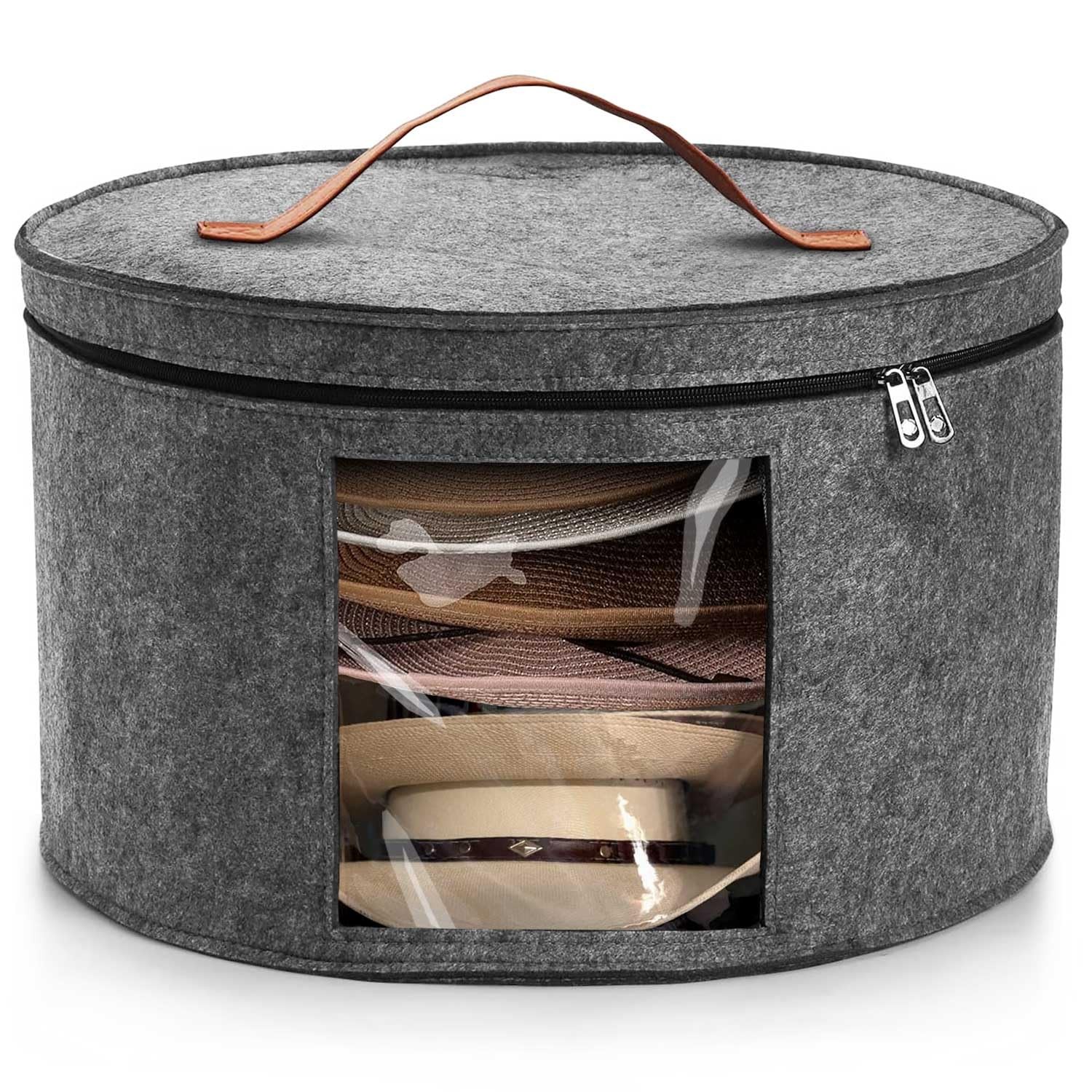 PANGTON Hat Box, Travel Storage 16.5 x x 10.5 inches, Grey