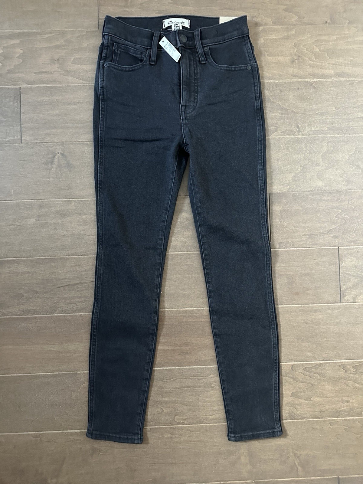 Madewell NEW NWT $128 Womens Petite 25P 25 P Black 10″ High Rise Skinny Jeans