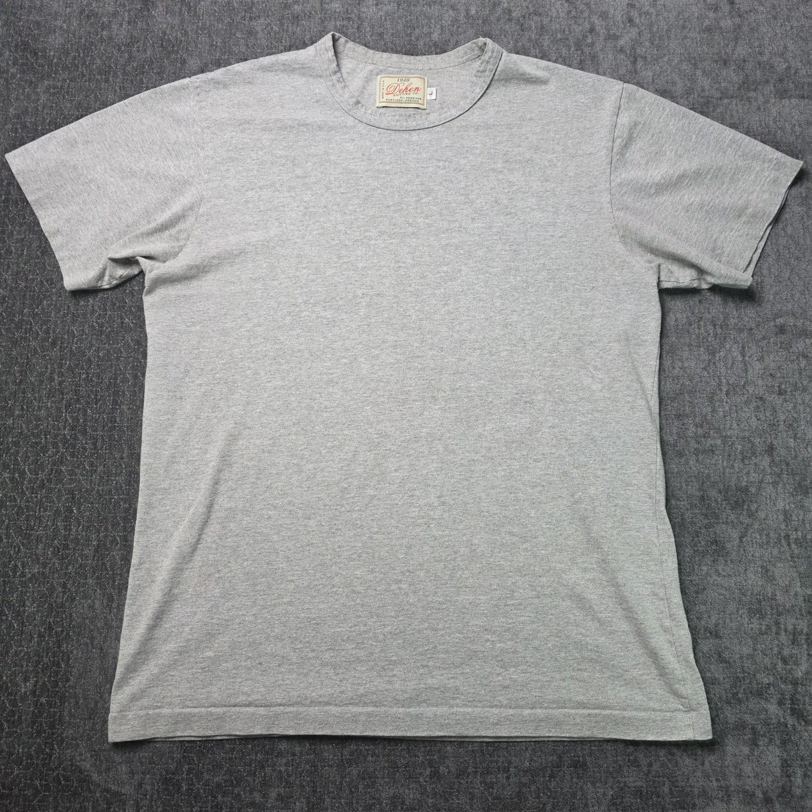 Dehen Knitting Co 1920 Heavy Duty T-Shirt Men’s L Made In USA Gray Thick Cotton