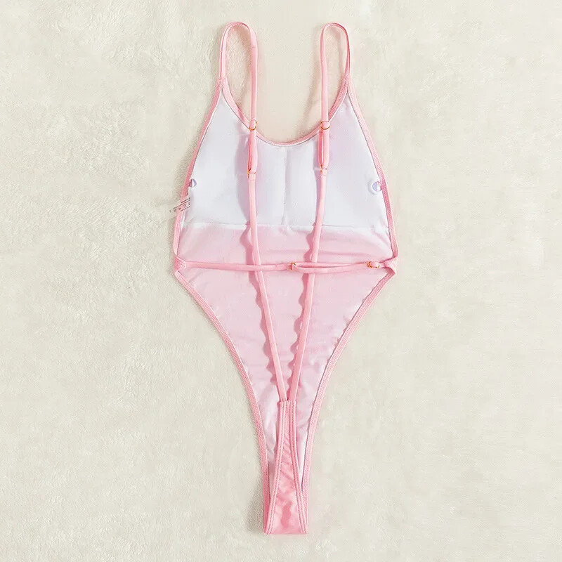 Womens Sexy Thong One Piece Swimsuit High Cut Out Monokini String Bathing Suits
