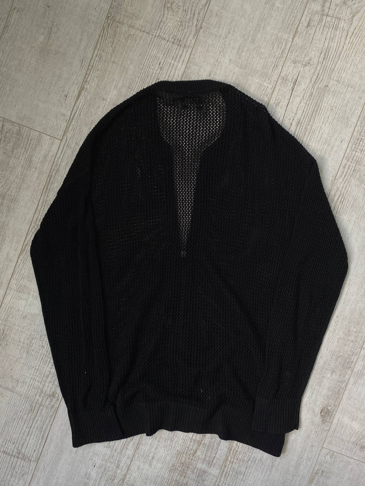 AllSaints Men’s Open Mesh Knit Sweater Cardigan Black Size Medium