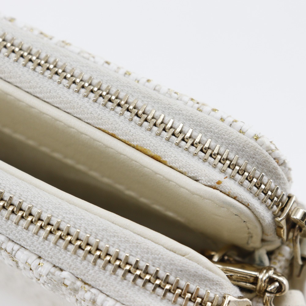 CHANEL Deauville ChainShoulder Shoulder Bag A84415 2-way clutch White twee…