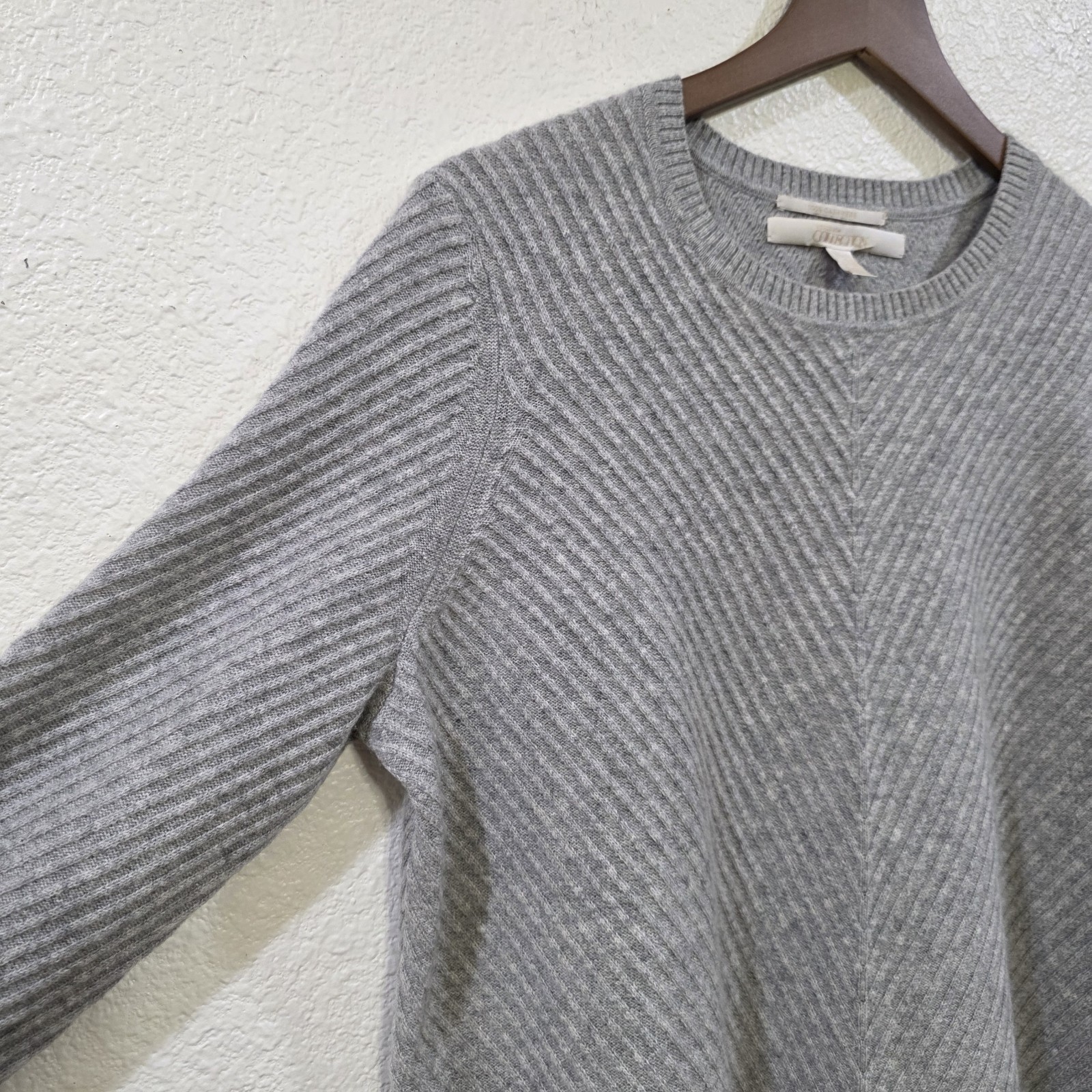 Nordstrom Collection Sweater Womens M Gray 100% Cashmere Pullover Ribbed Swing