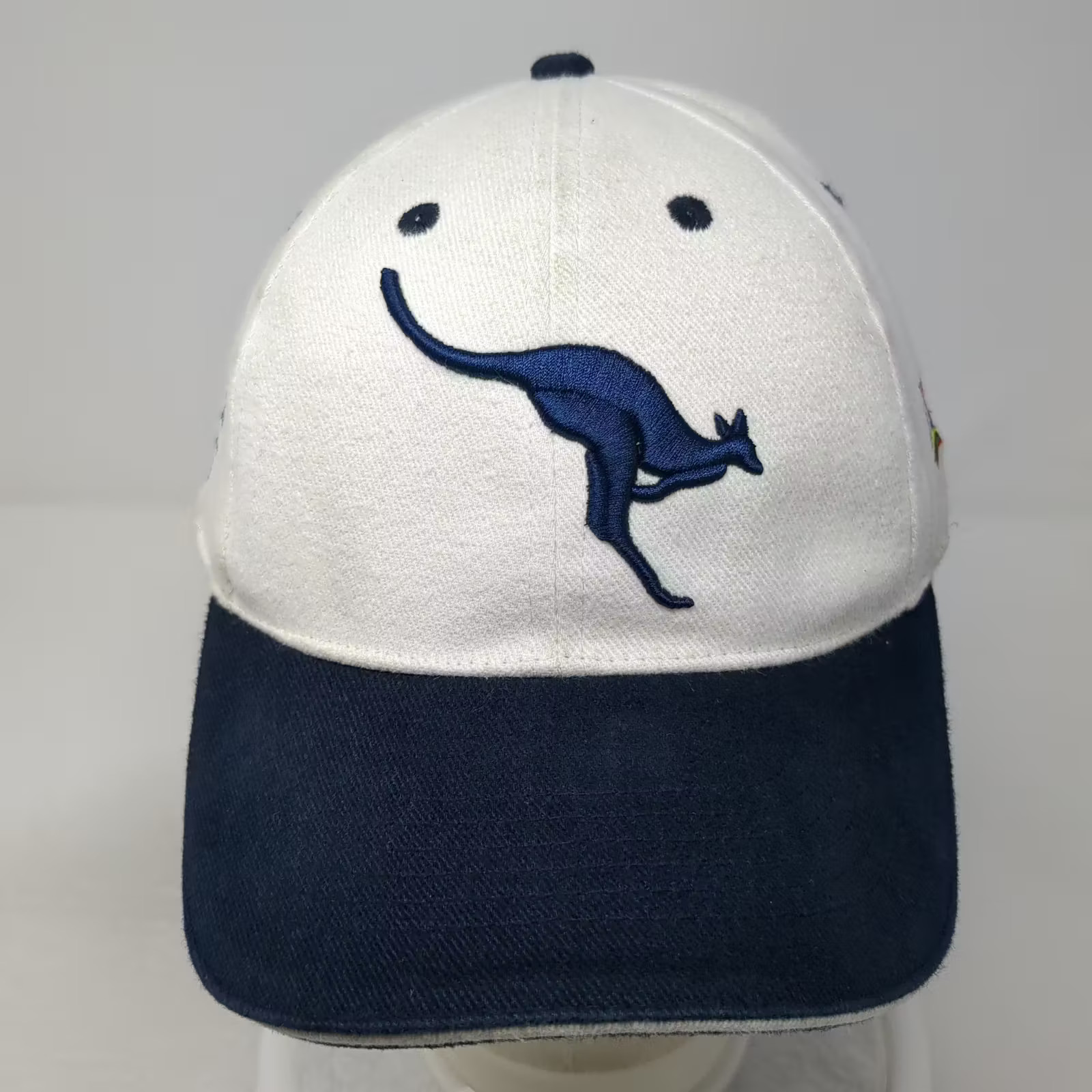 VISIT Baseball Cap White Blue OS Kangaroo Sydney Australia Cotton Strapback Hat