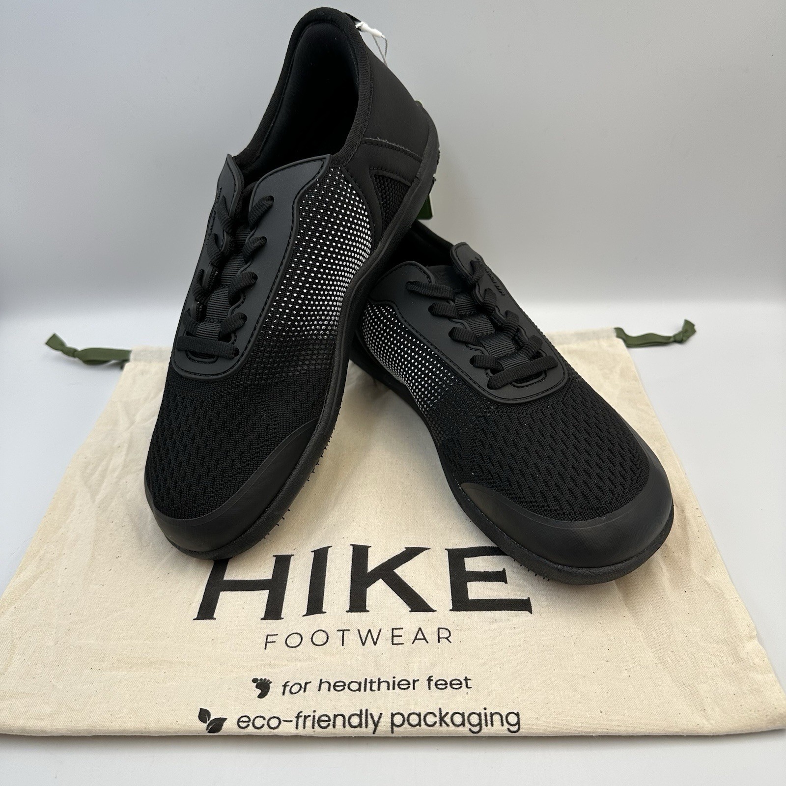 Hike Footwear Stride Sneaker Black White Lace Up Various Sizes Nature Minimalist