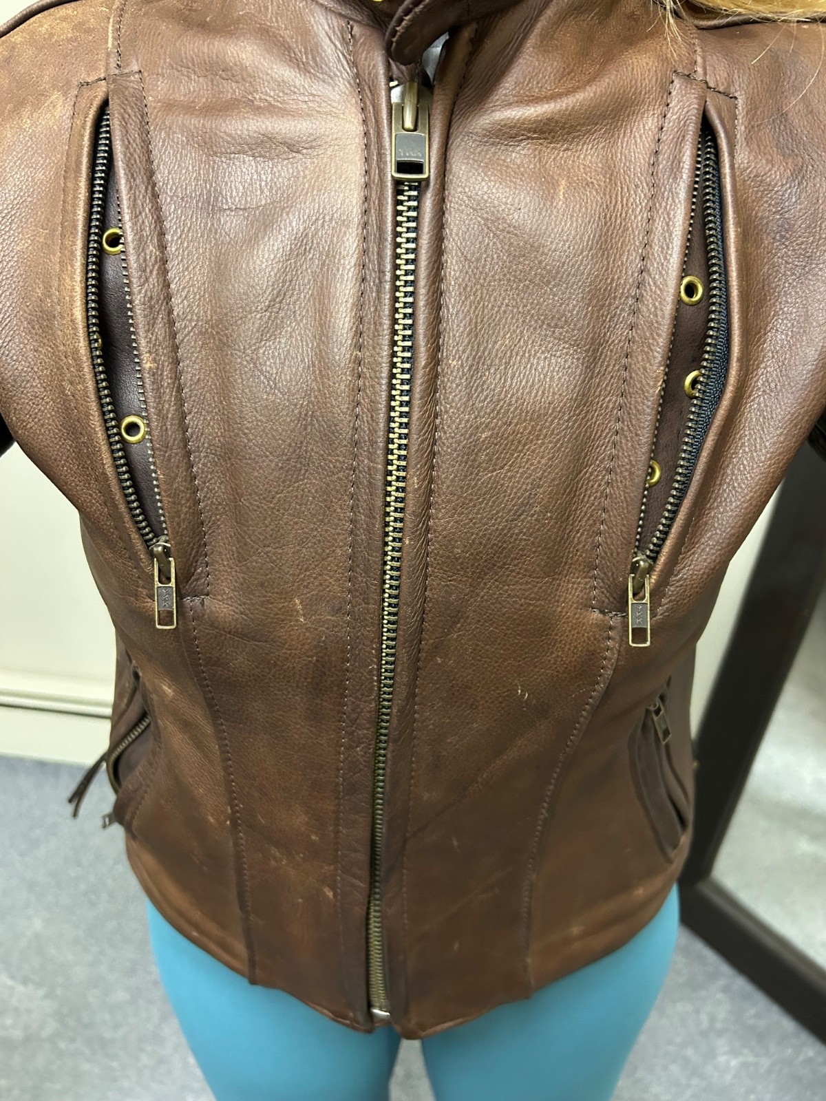 ladies Kerr leather heavyweight motorcycle jacket
