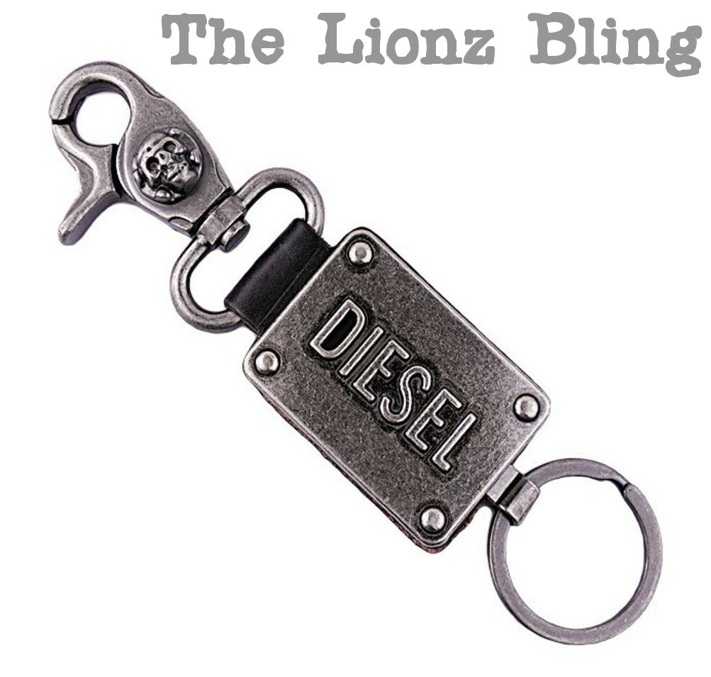Urban Biker Genuine Black Leather, Skull & Antiqued Metal Belt Clip Key Chain