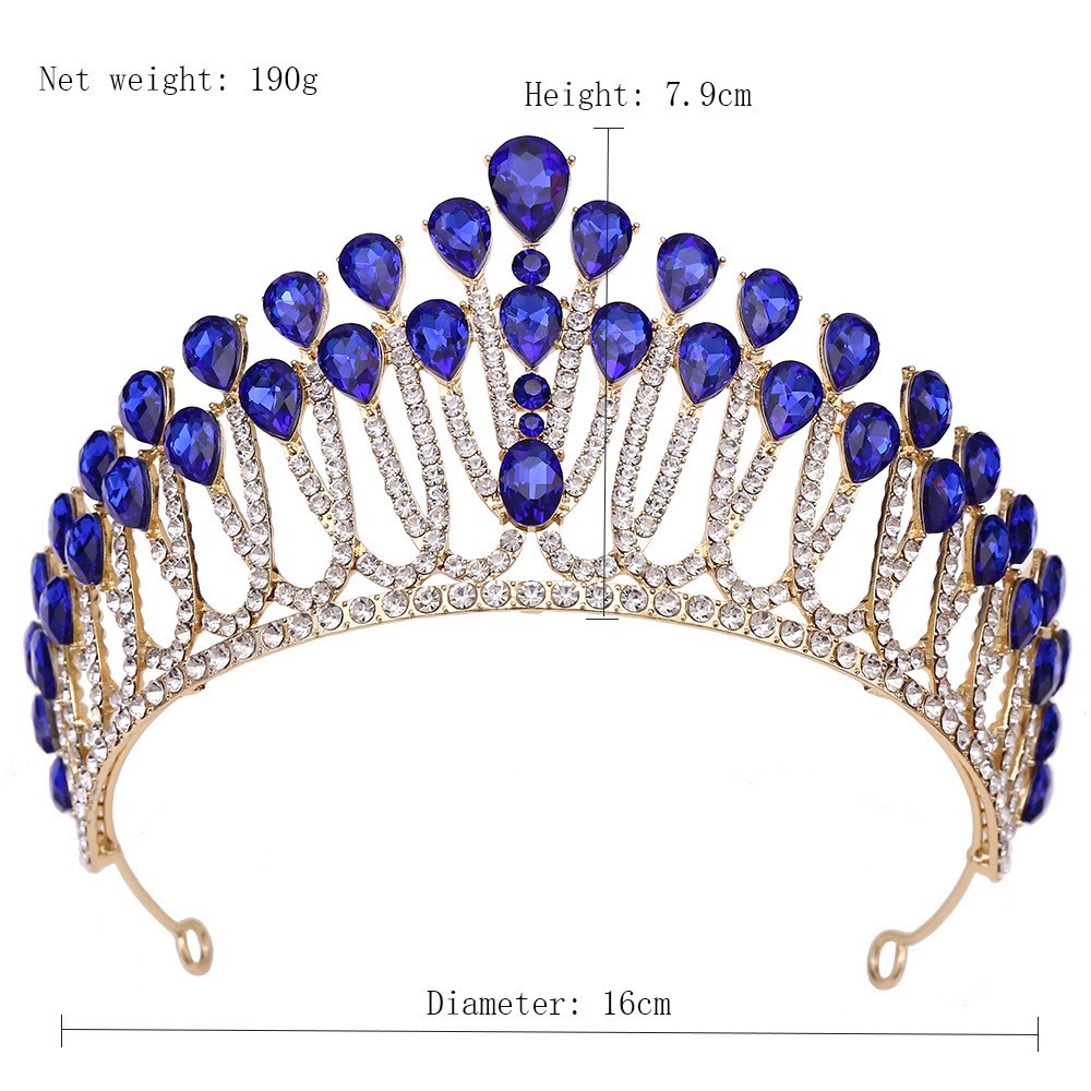 7.9cm Tall Large Crystal Pageant Wedding Queen Princess Tiara Crown For Women