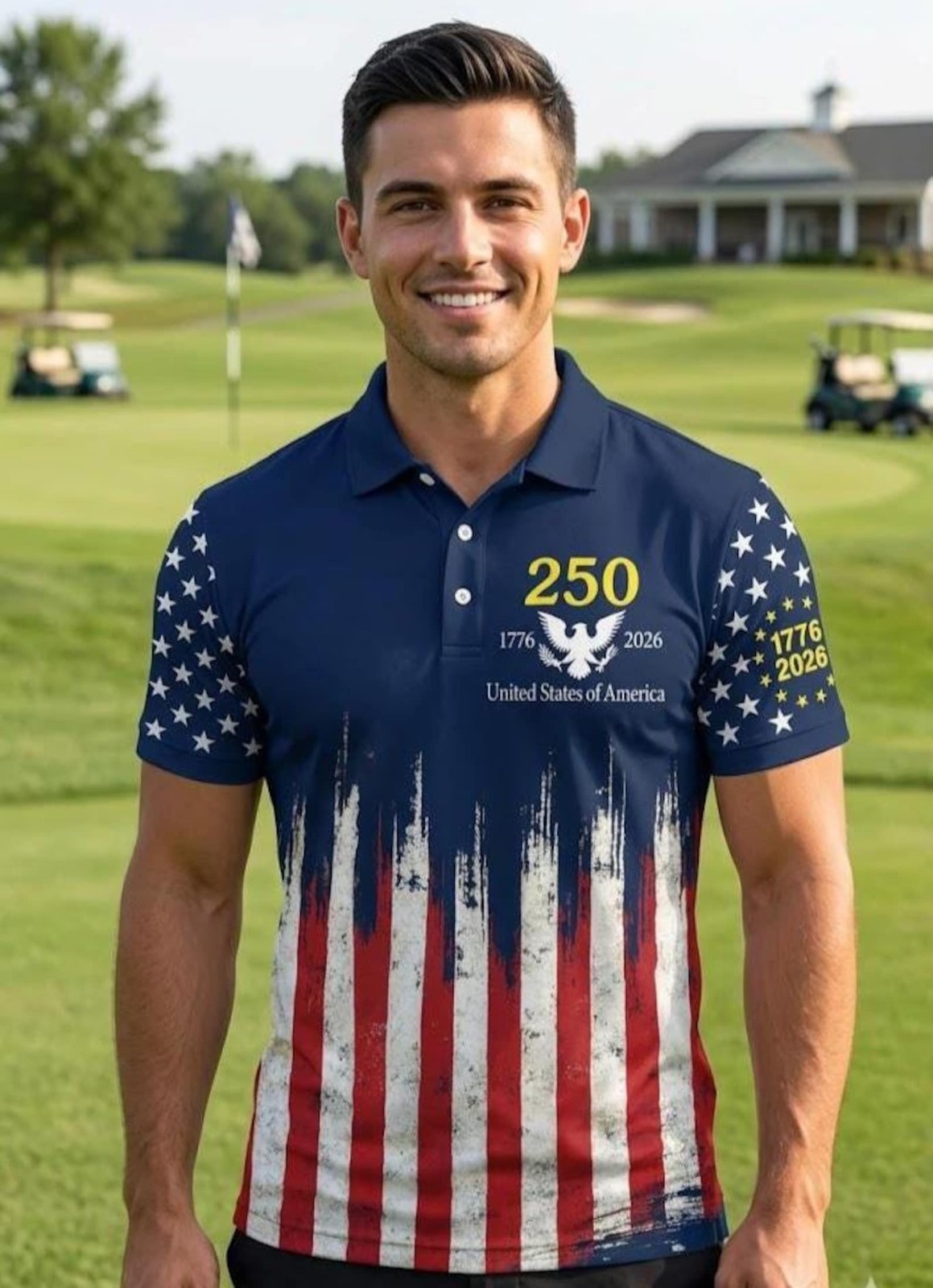 HOT!!! 250th Birthday Patriotic Polo Mens USA 1776-2026 (S-5XL)
