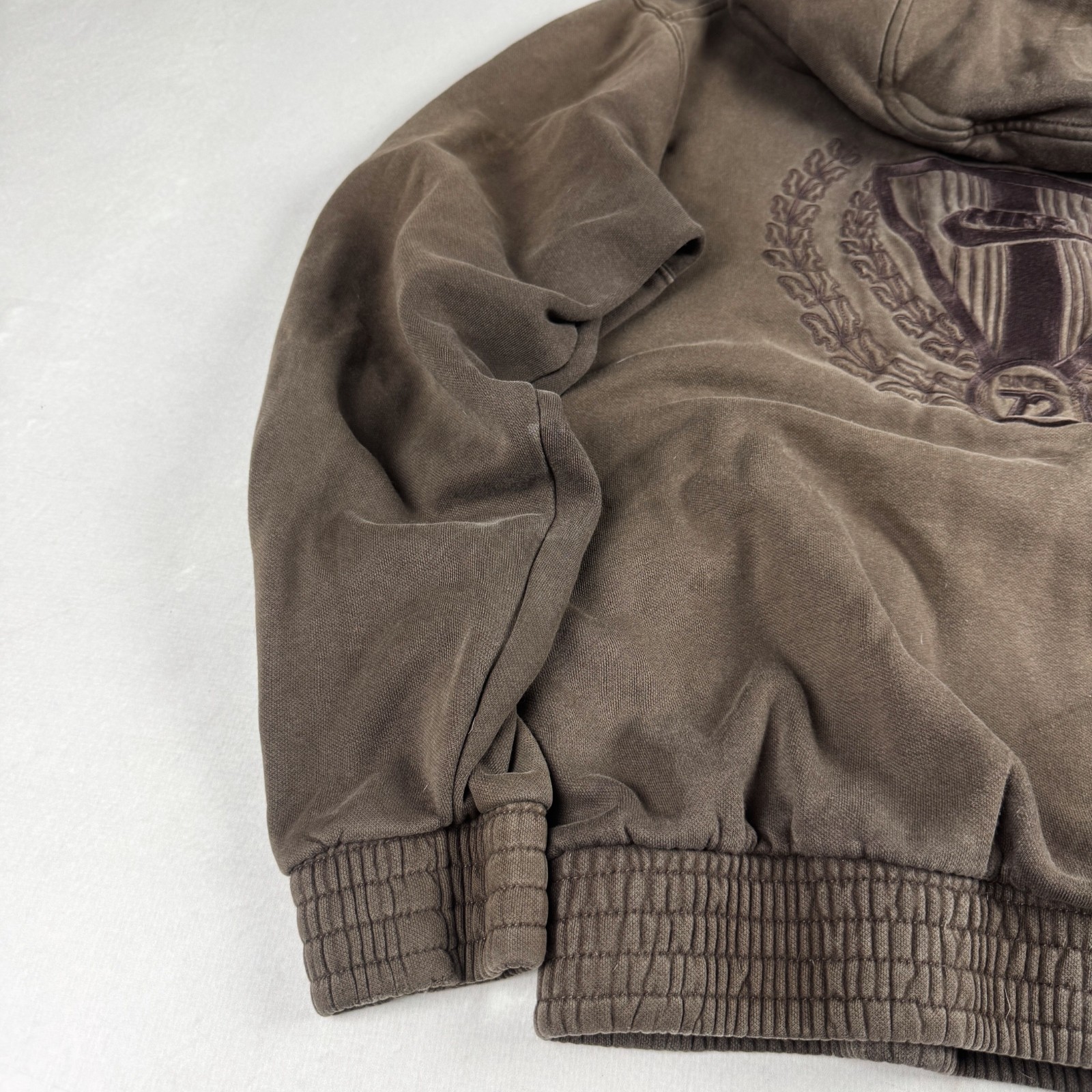 Womens Nike Y2K Full Zip Hoodie Brown Faded Heavyweight Sweatshirt Minimal Sport
