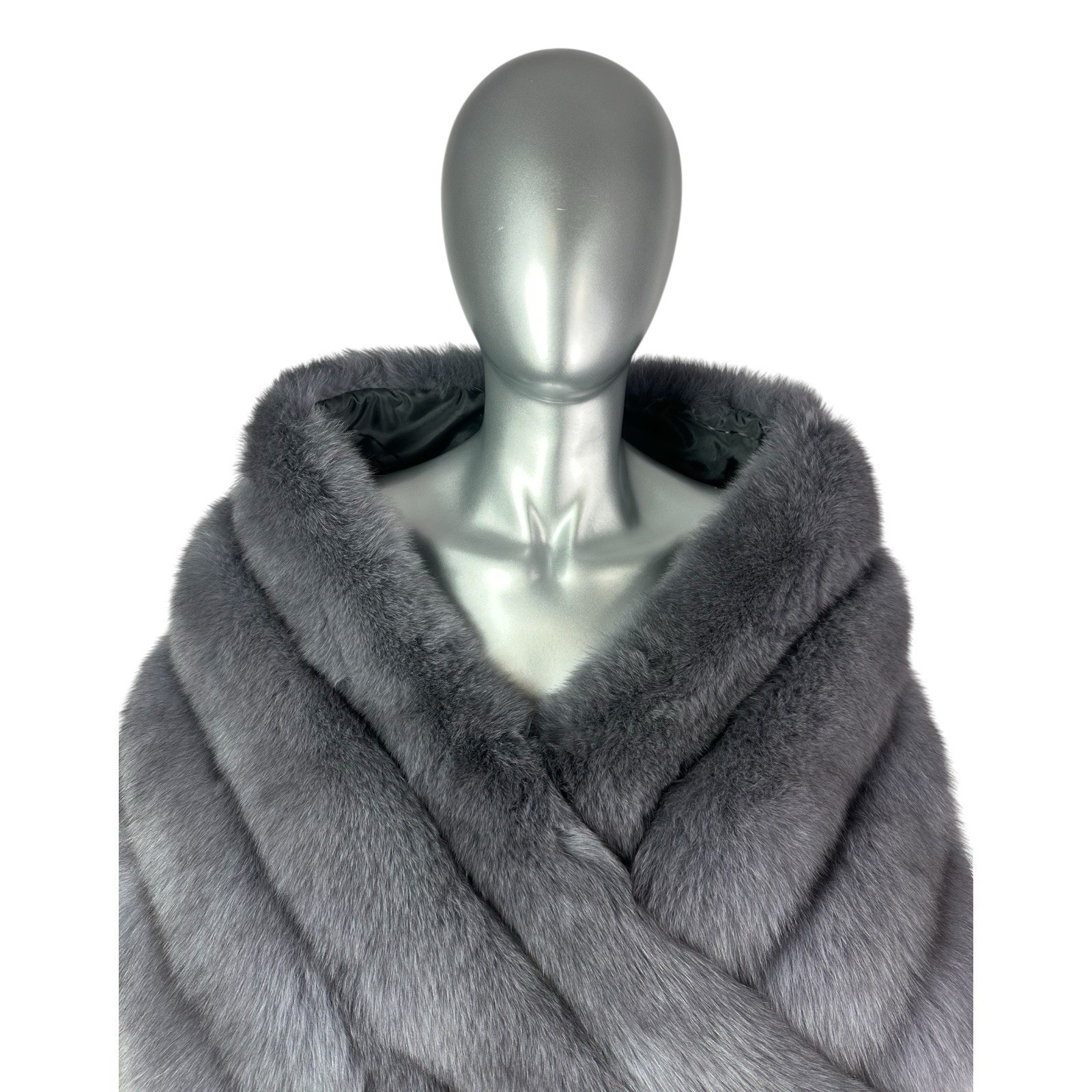 CHARCOAL FOX Stole, Wrap, 70” L, Certified Vintage Fur w/Storage Bag