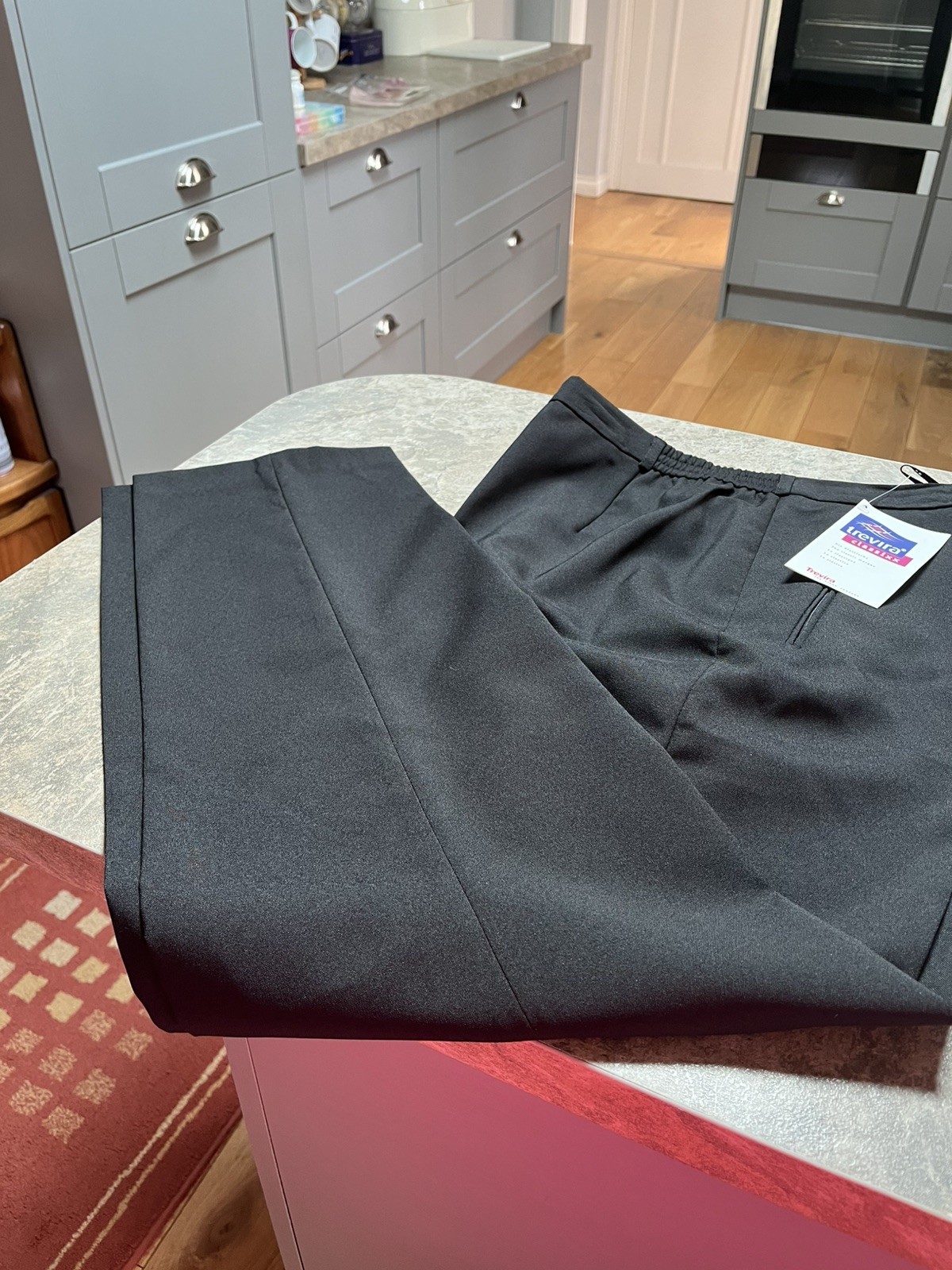 Ladies Trousers Womens Half Elasticated Stretch Waist Work Office Pocket Pants