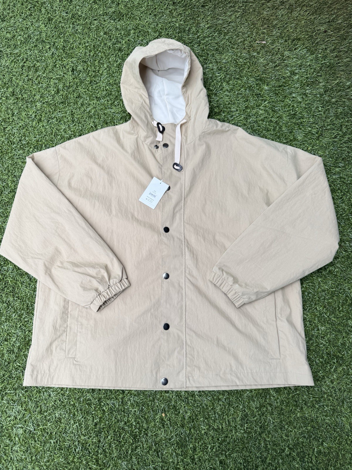 UMen’s Size 2XL Utility Jacket Hooded Tan Khaki Free Assembly Cotton Blend New